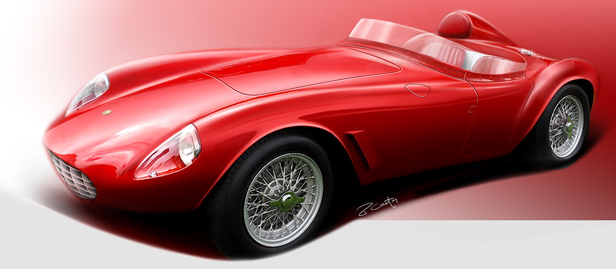 alfa romeo ，Retro，Sports car，concept，Hand drawn，