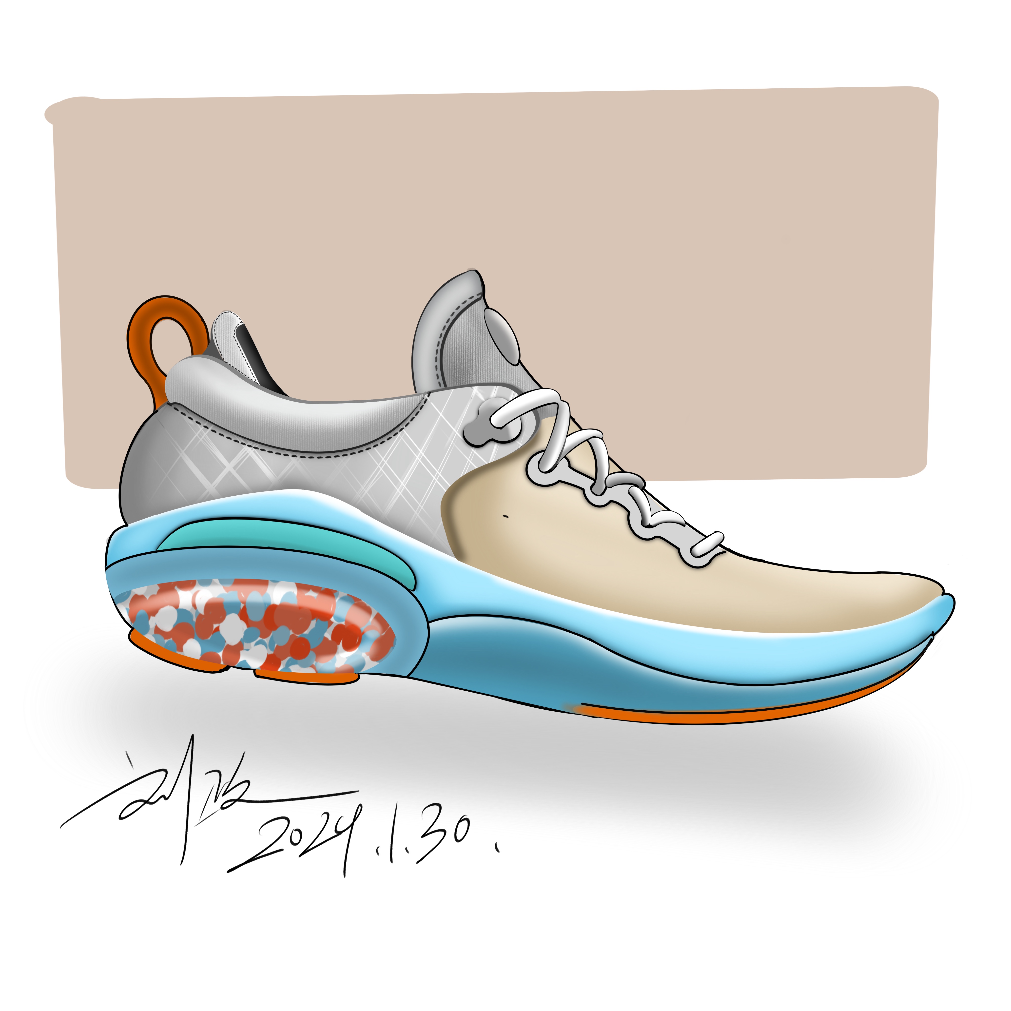 Hand drawn products，industrial design，product design，Hand-painted sneakers，Shoe design，Nike，Adidas，