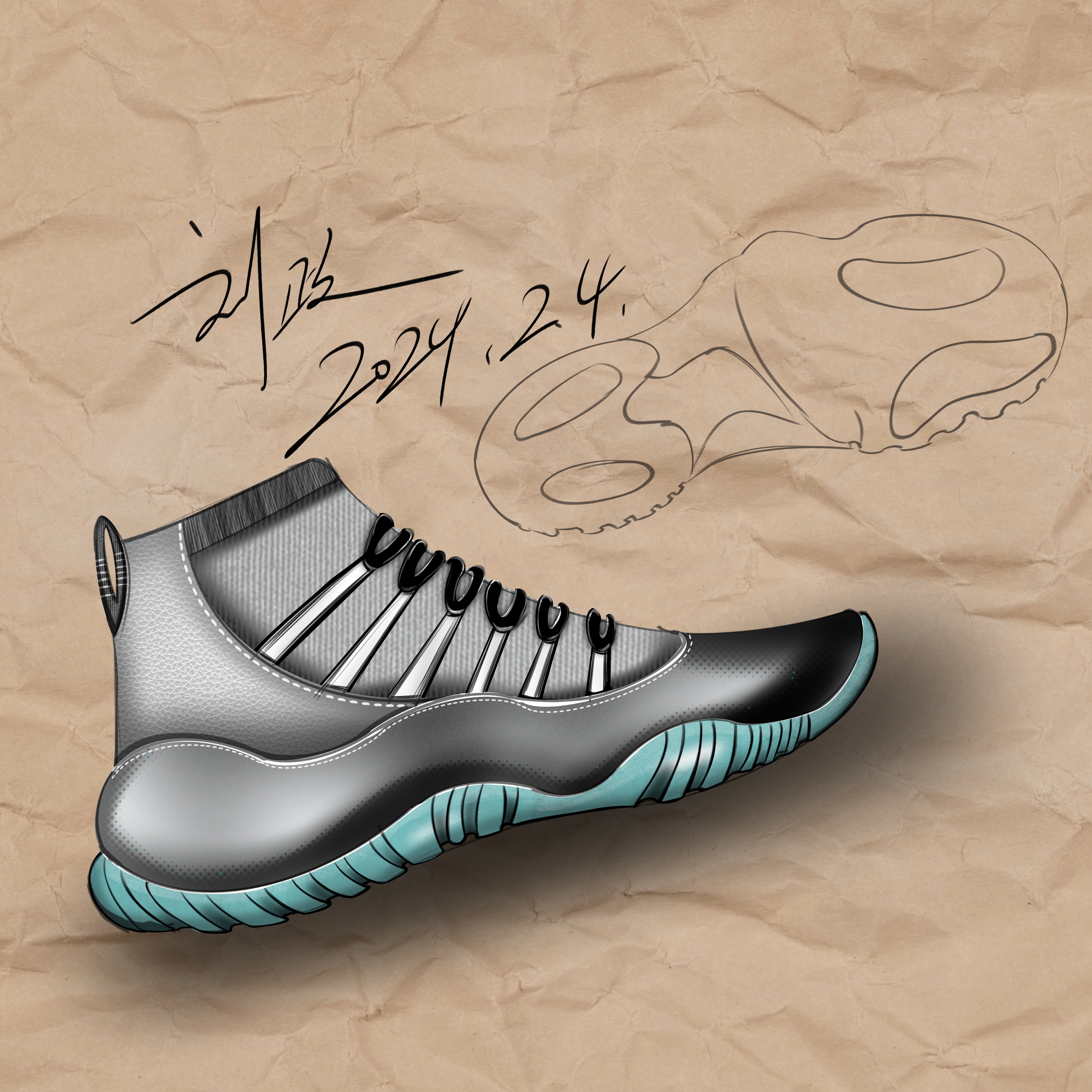 Hand drawn products，industrial design，product design，Hand-painted sneakers，Shoe design，Nike，Adidas，