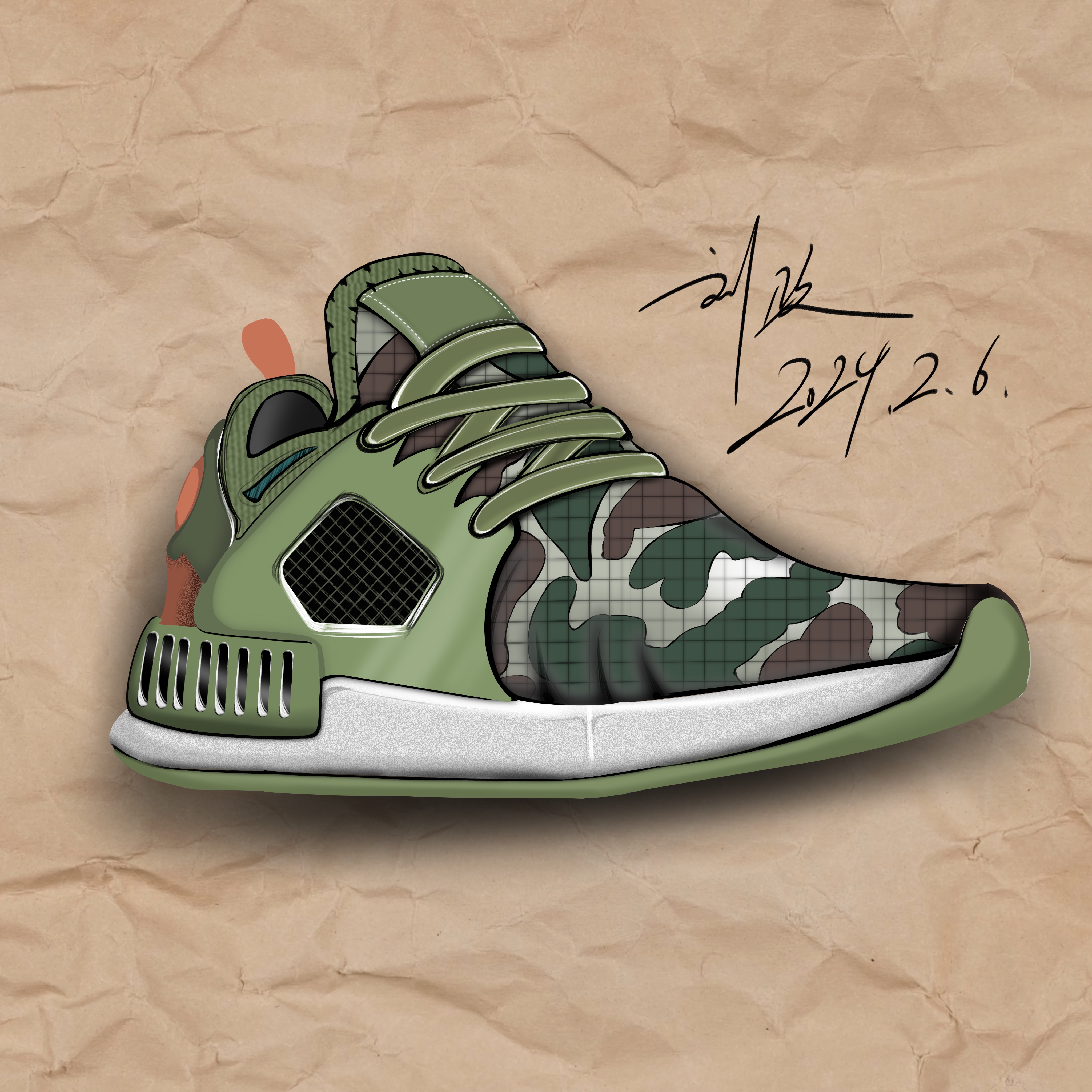Hand drawn products，industrial design，product design，Hand-painted sneakers，Shoe design，Nike，Adidas，