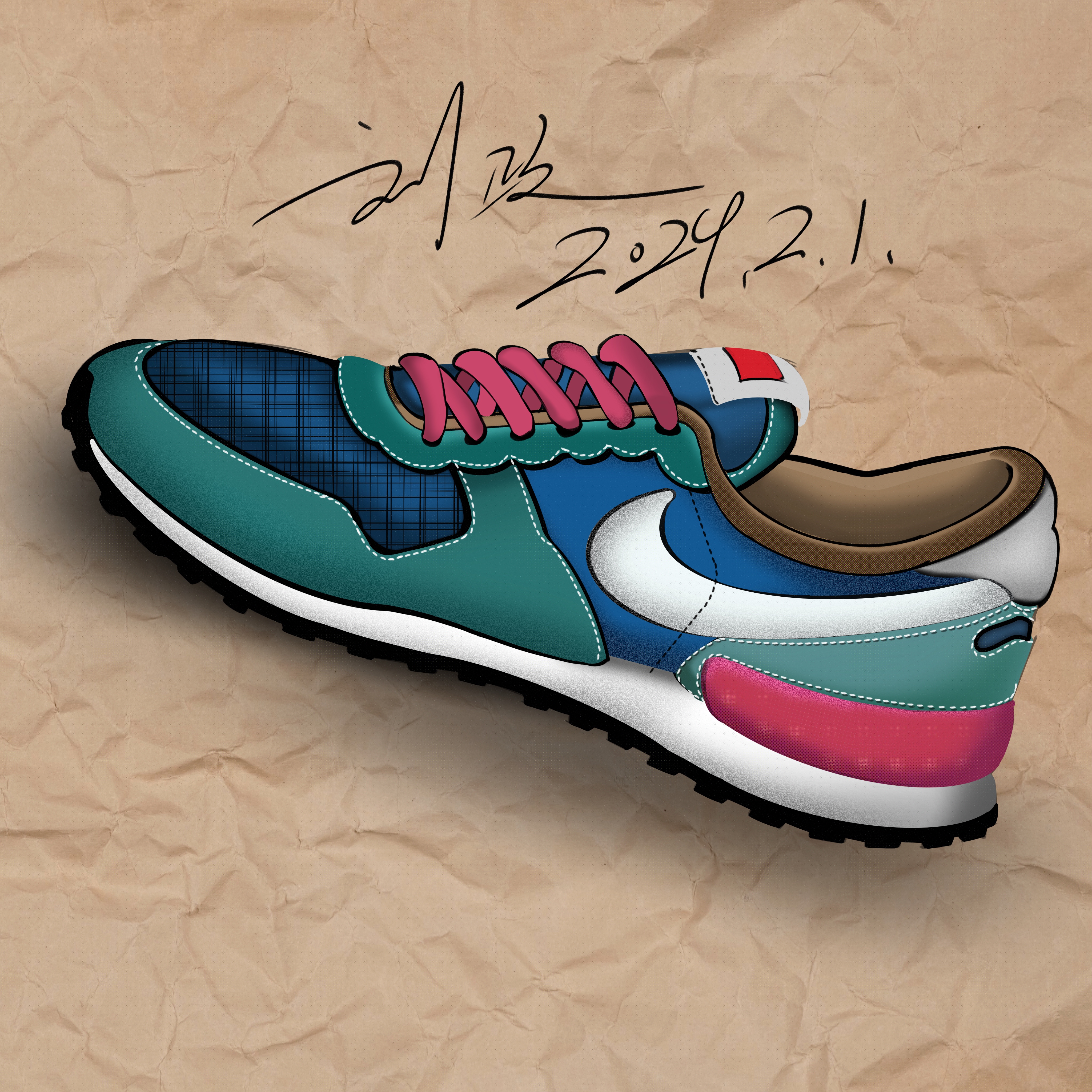 Hand drawn products，industrial design，product design，Hand-painted sneakers，Shoe design，Nike，Adidas，