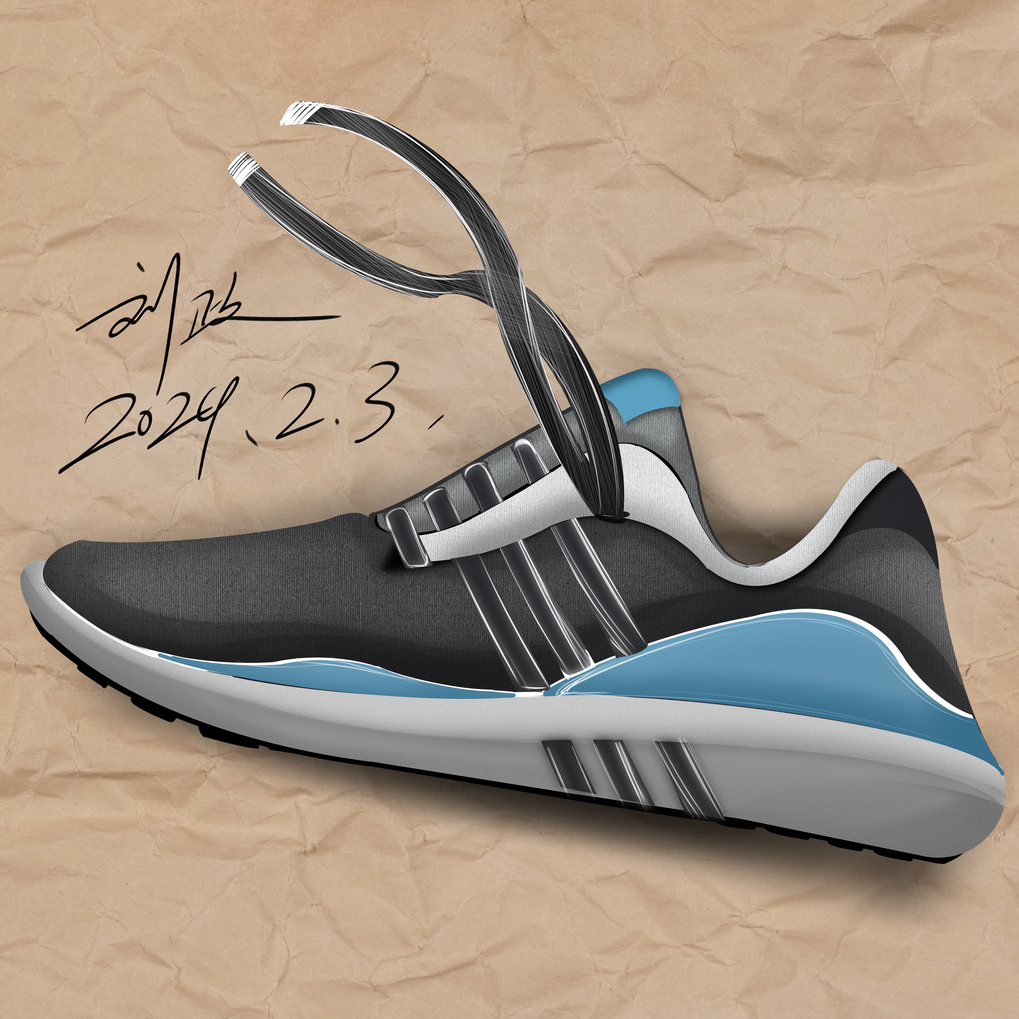Hand drawn products，industrial design，product design，Hand-painted sneakers，Shoe design，Nike，Adidas，