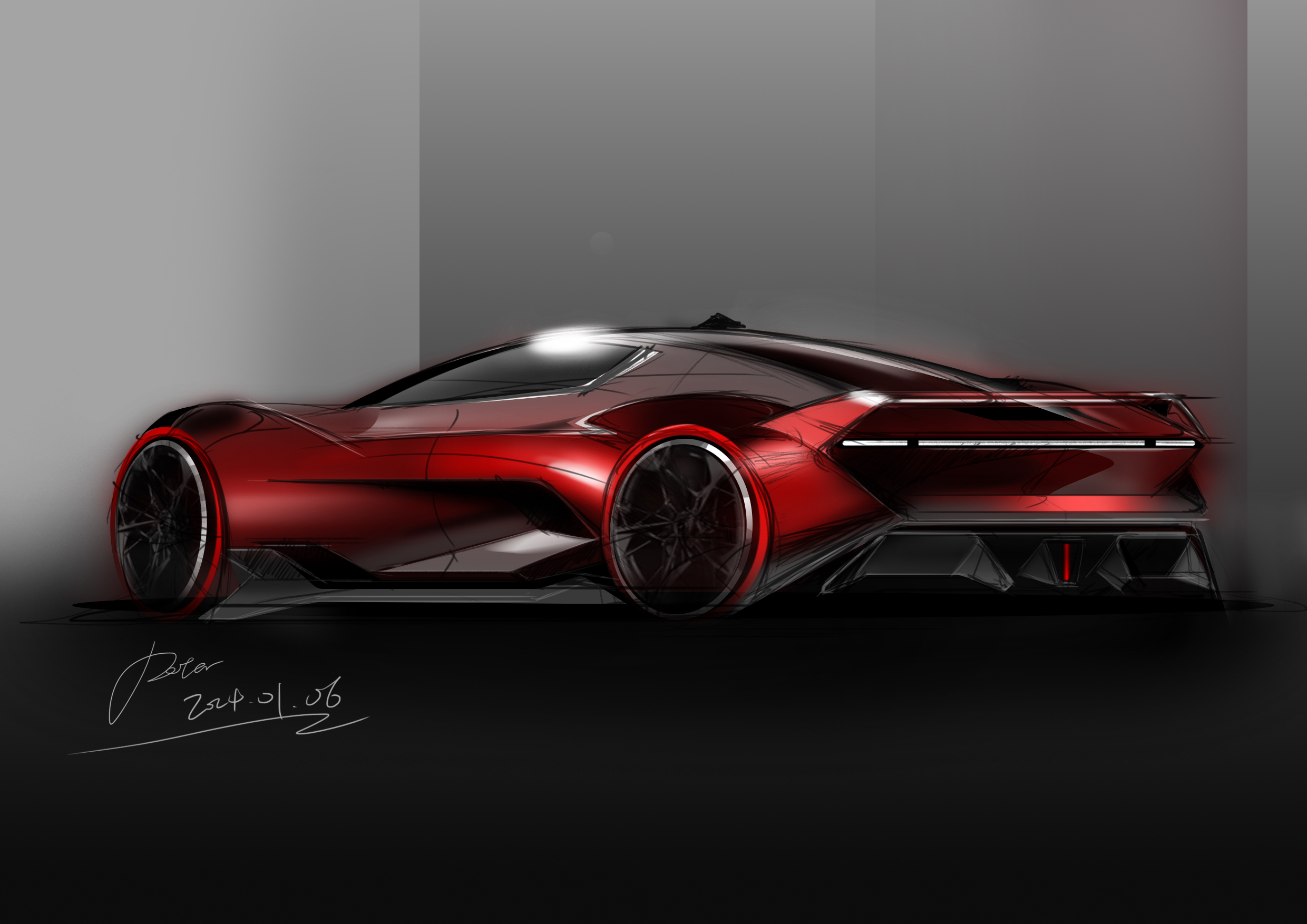 automobile，Hand drawn，design sketch，ps，