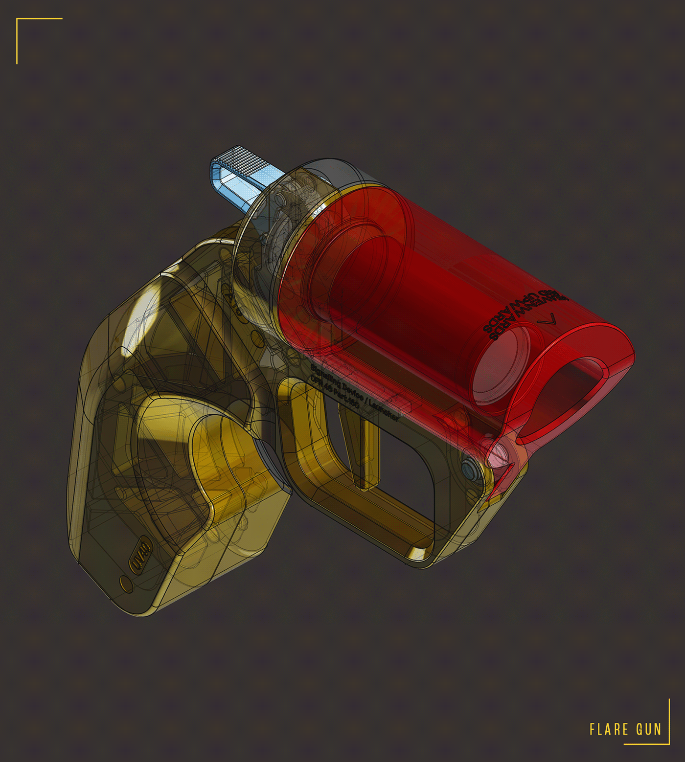 signal gun，Andrés Belisario，cad，Render，