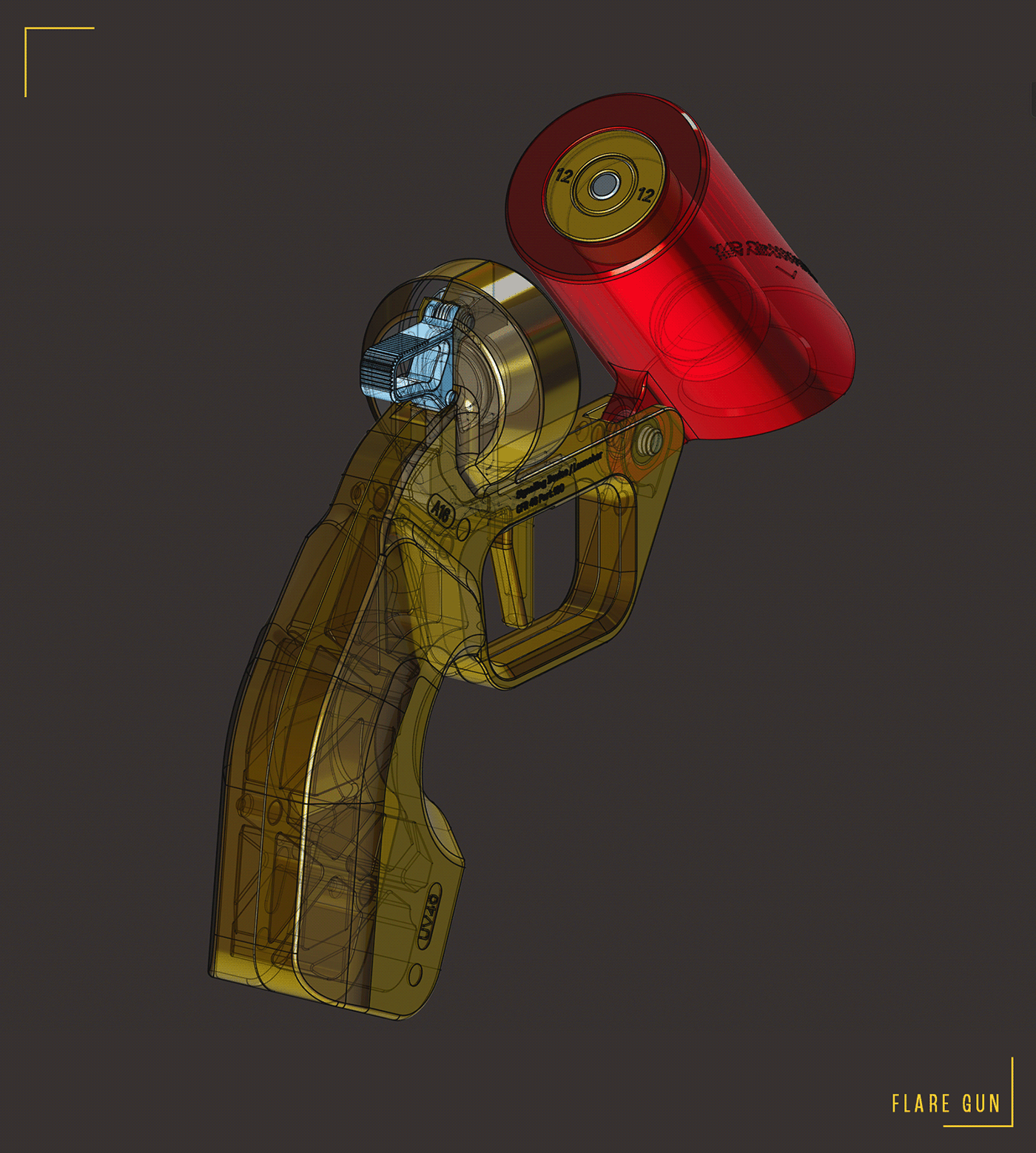 signal gun，Andrés Belisario，cad，Render，