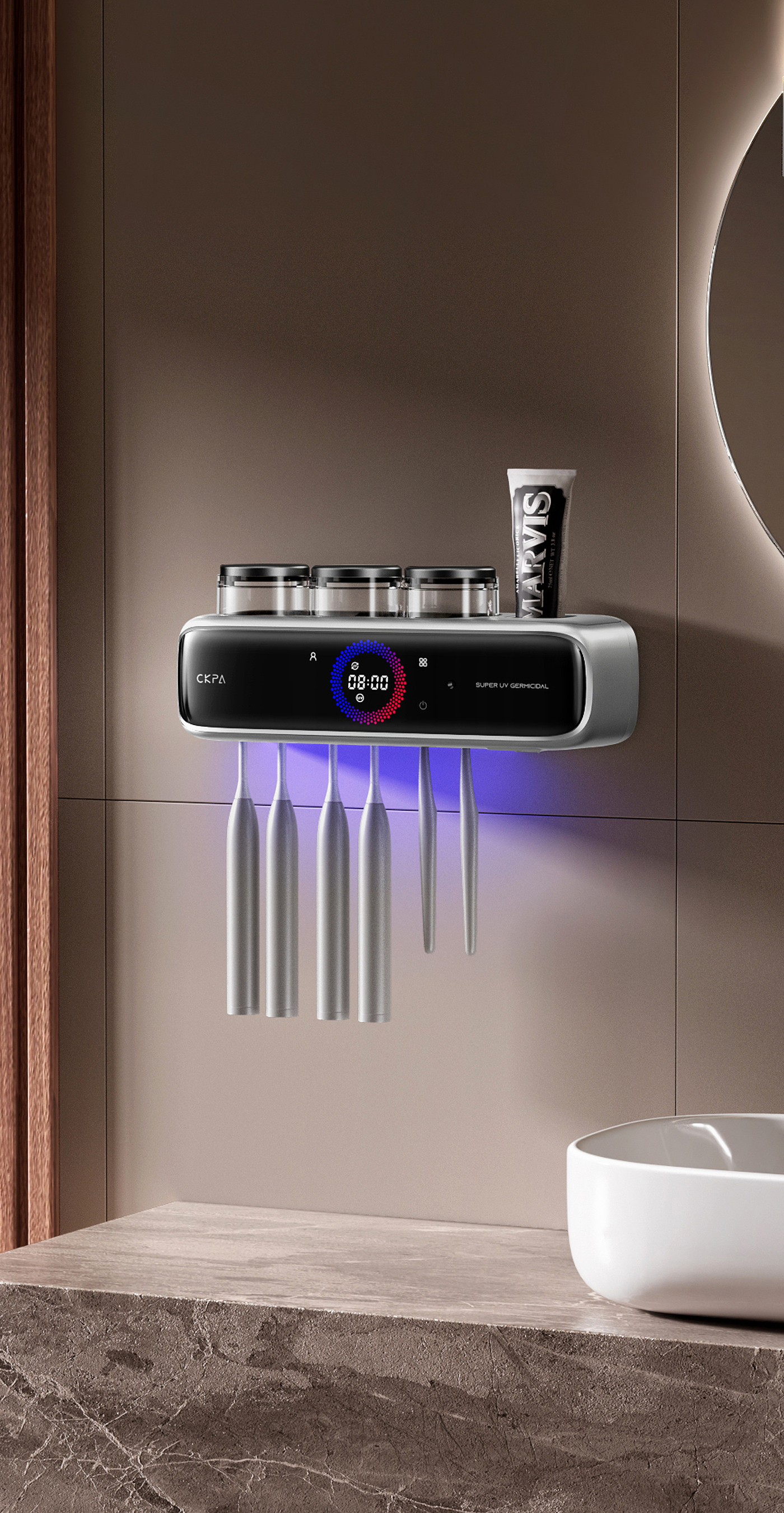Thought design，Toothbrush disinfection rack，