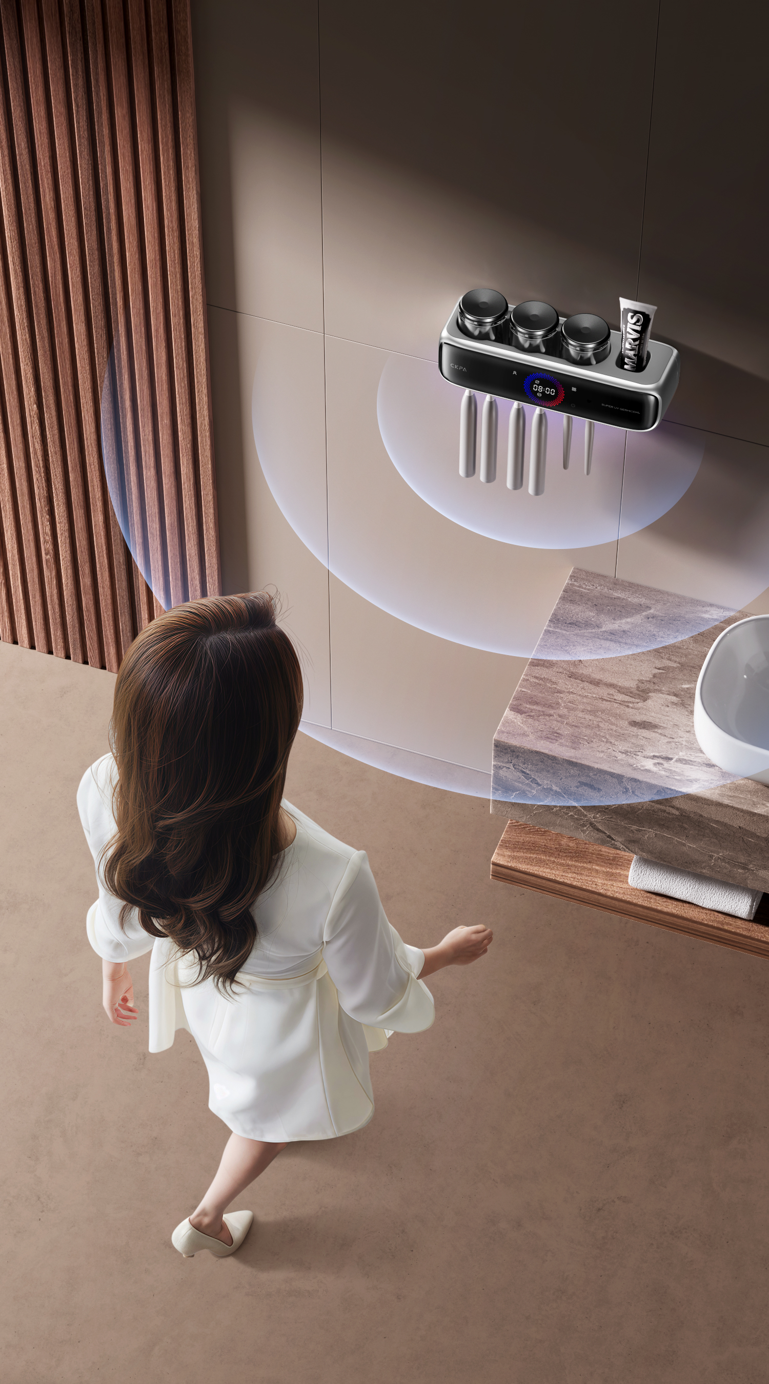 Thought design，Toothbrush disinfection rack，