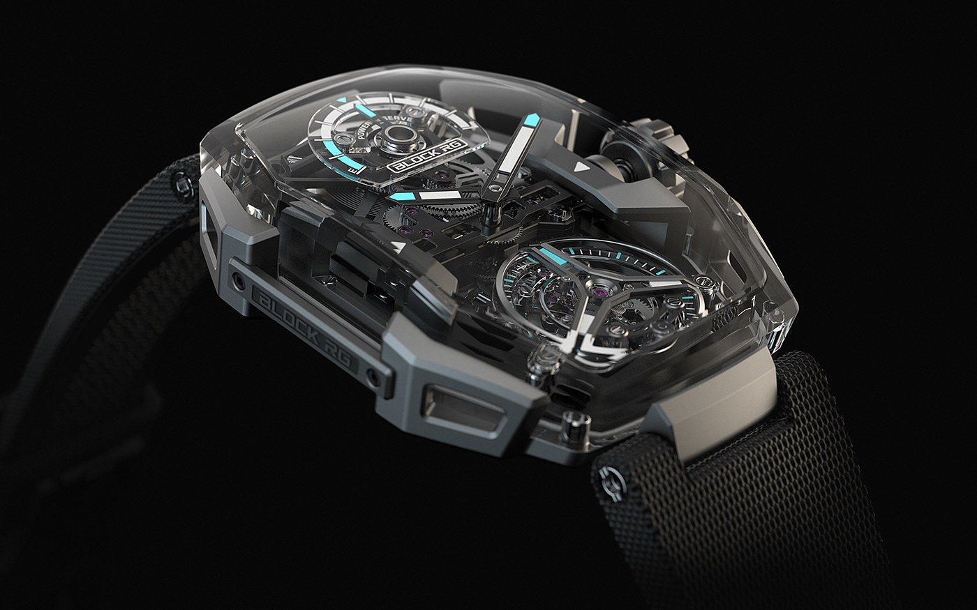 Tourbillon ，Wrist watch，RG，transparent，