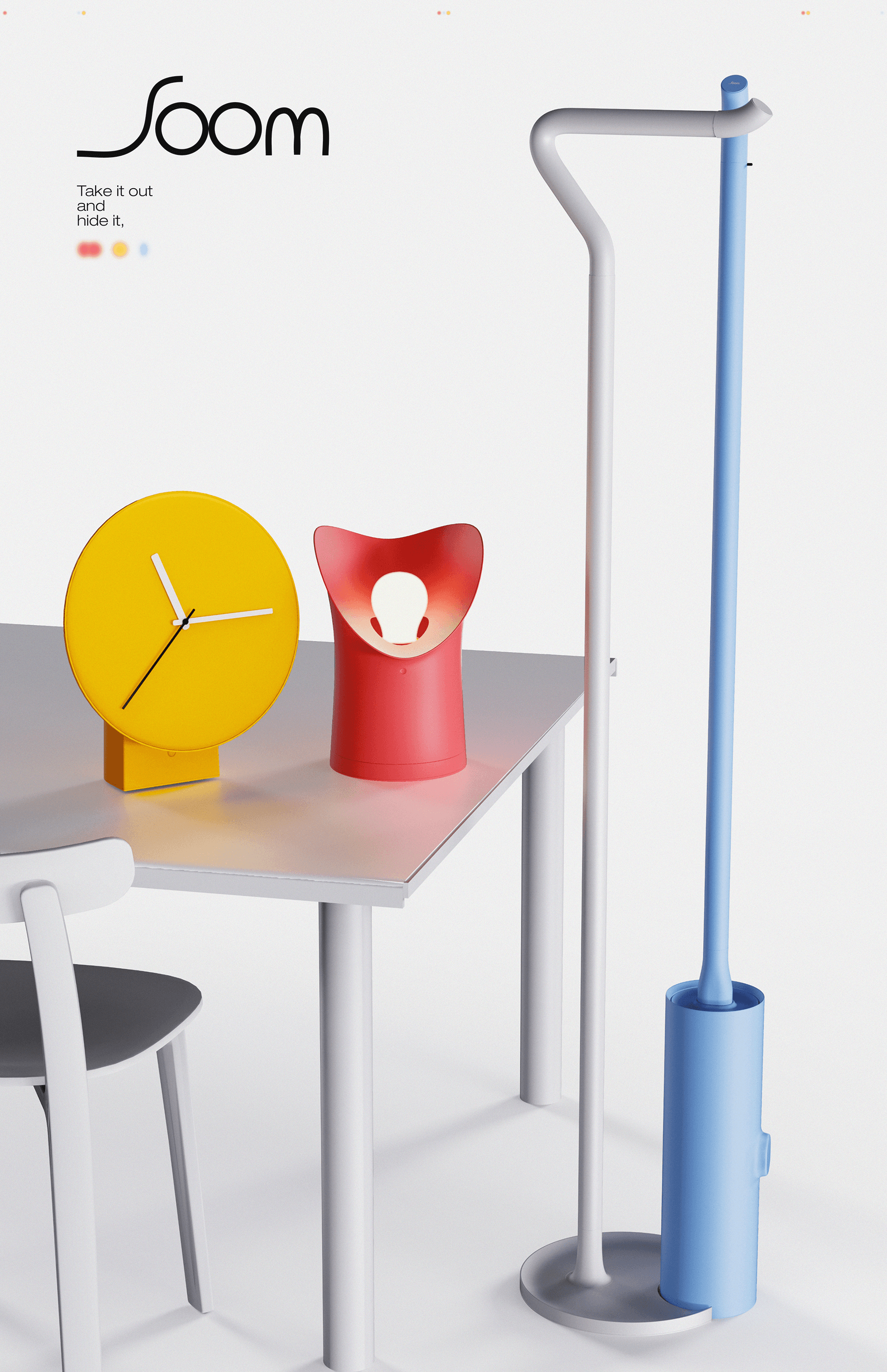 Industrial Design, Rendering, Mop, Storage, Home, Alarm Clock，