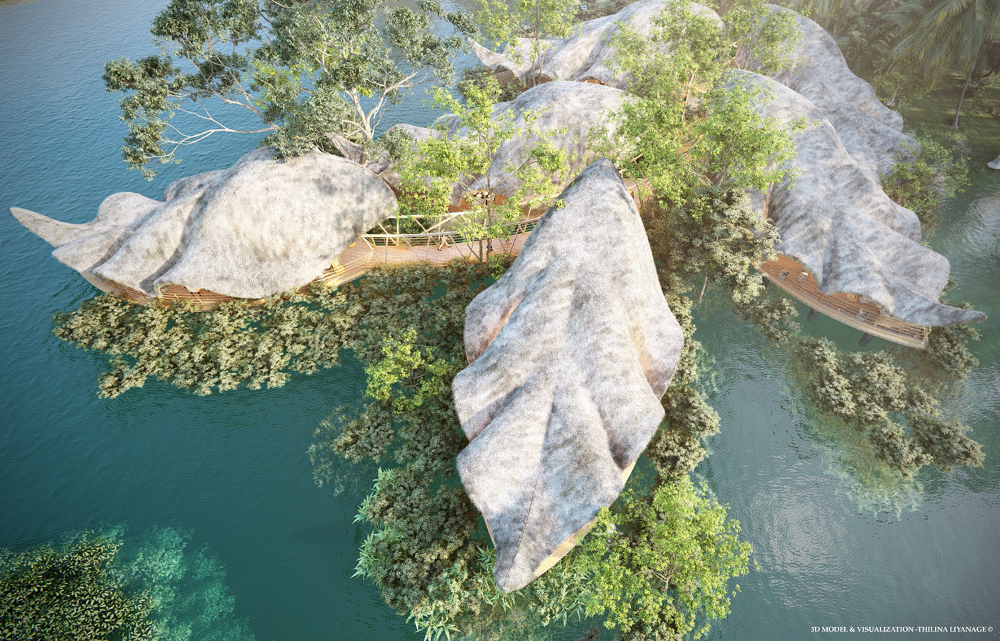 Architecture，Lakeside Bamboo，restaurant，Interior design，