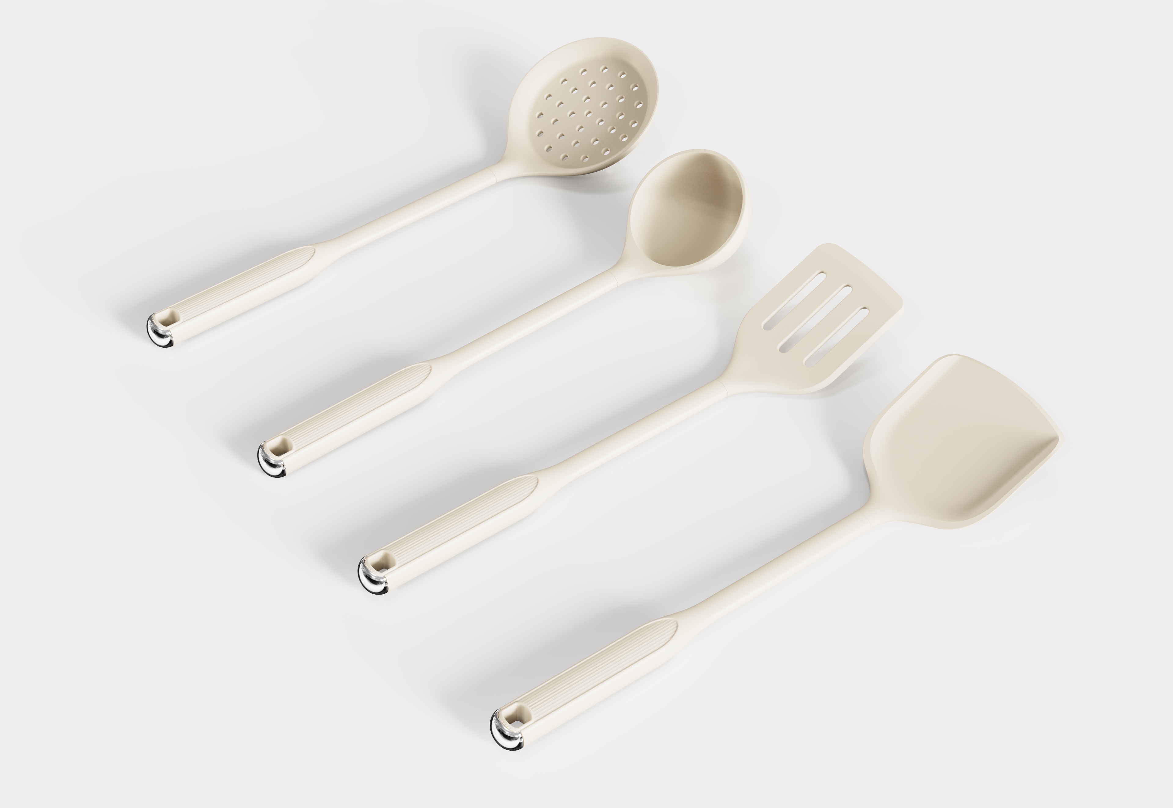 spatula, frying shovel, soup spoon, colander，