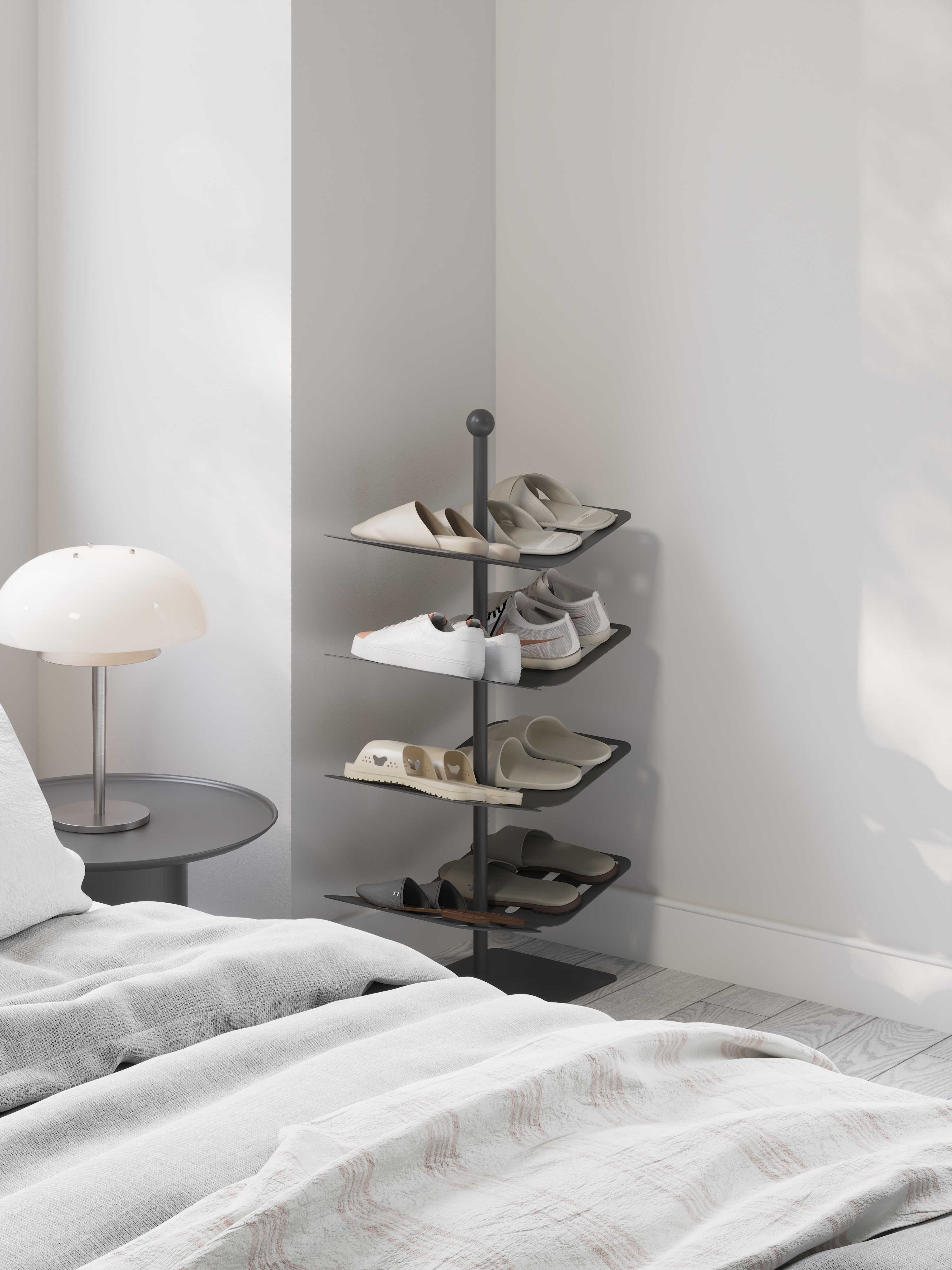 shoe rack，black and white，Solid color，Design sense furniture，Porch，Receive，