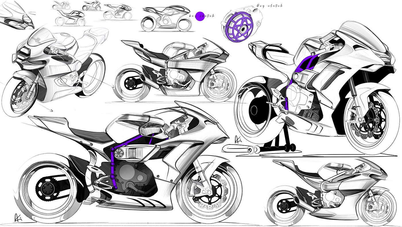 motorcycle，manuscript，Collection，Creative design，