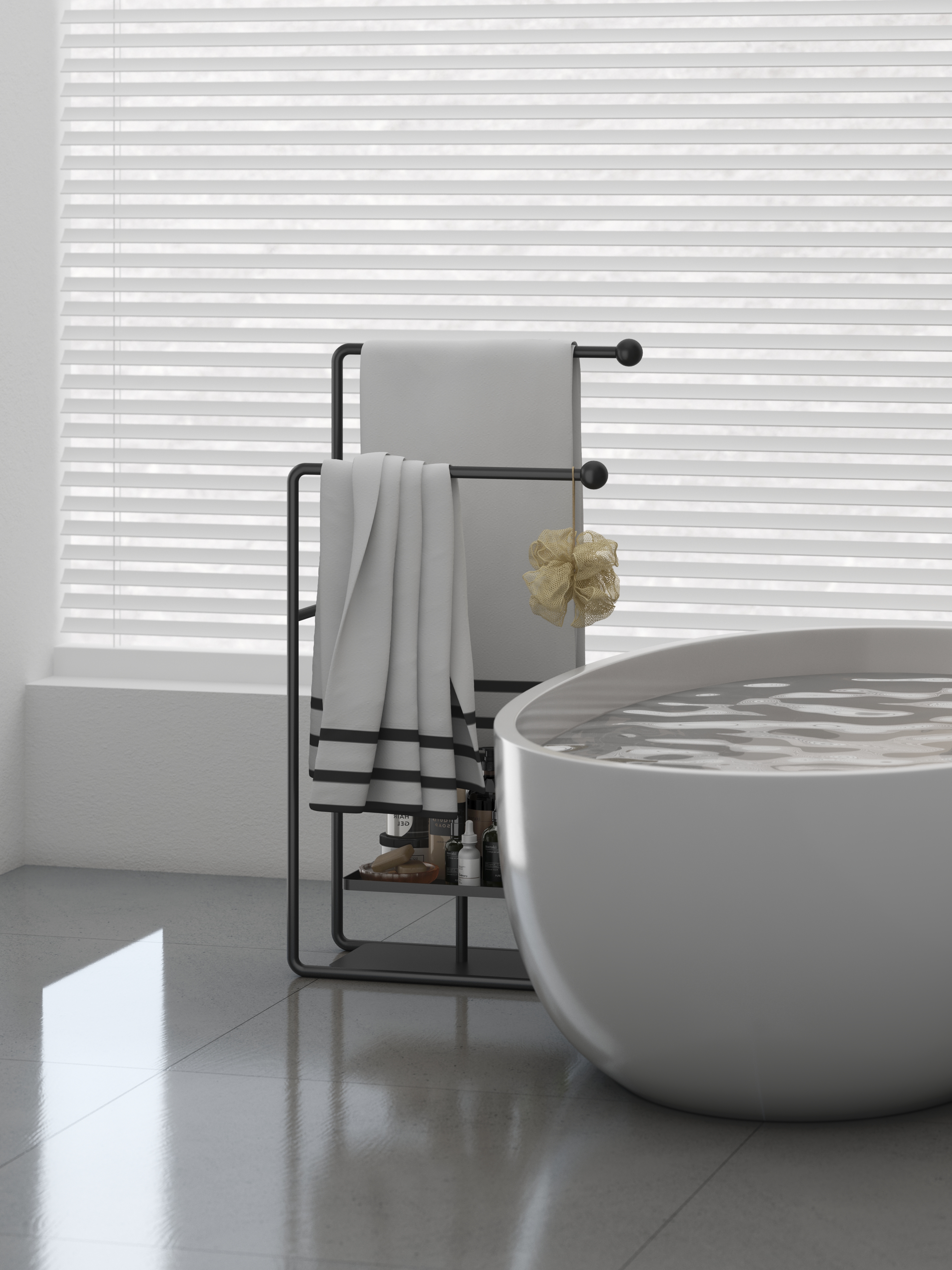 Shower Room，Storage rack，Bathroom rack，Towel rack，Towel rack，Cream wind，Minimalist，Metal，