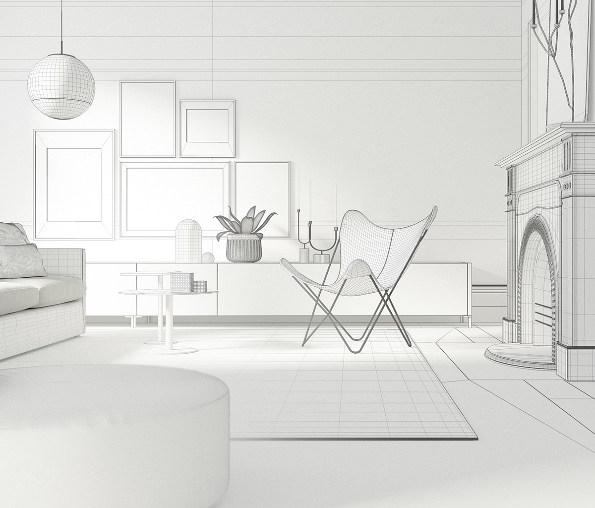Three Rooms，3D modeling，Render，Cinema 4D，v-ray，Interior design，Modeling and rendering，