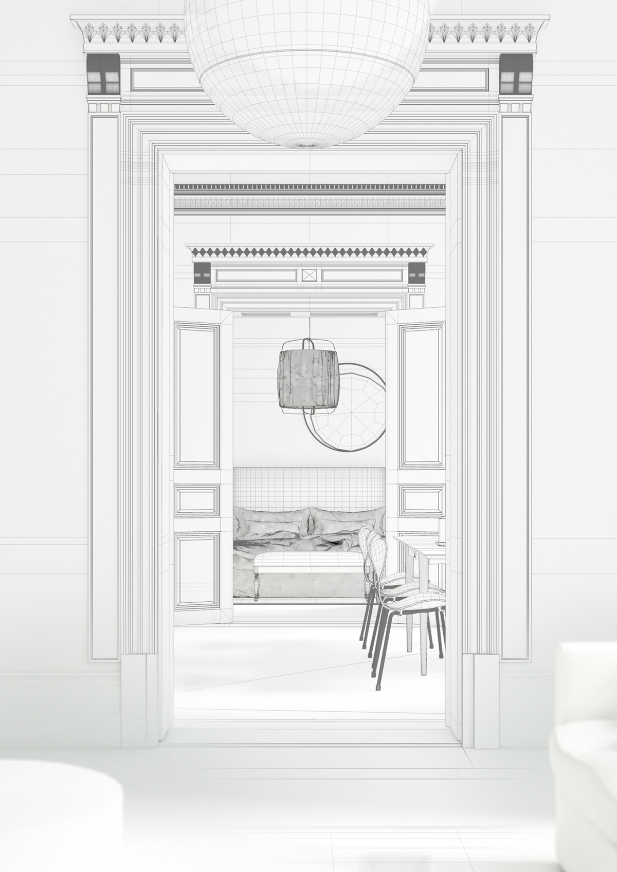 Three Rooms，3D modeling，Render，Cinema 4D，v-ray，Interior design，Modeling and rendering，