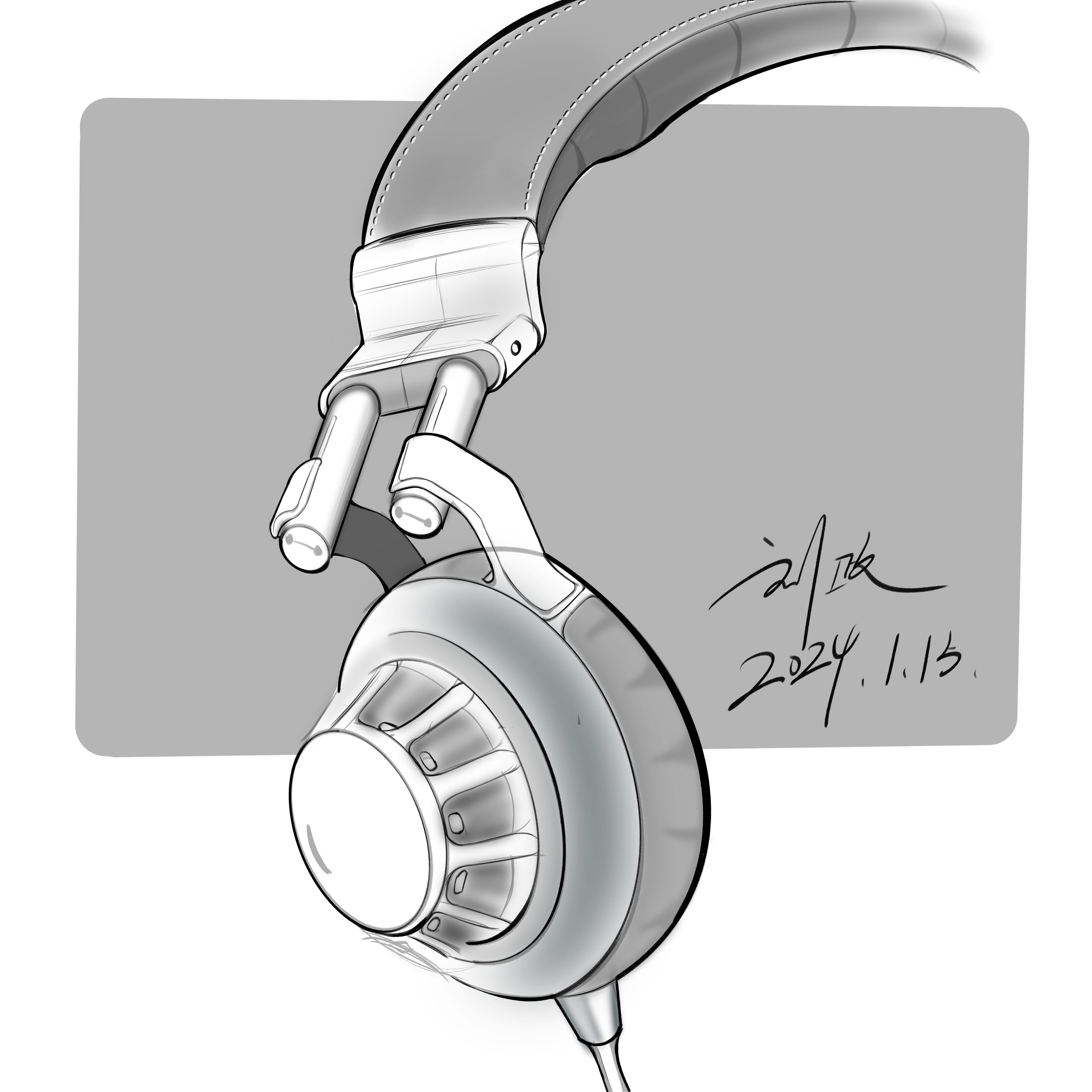 headset，Hand-painted headphones，industrial design，product design，Hand drawn industrial design，Hand drawn product design，