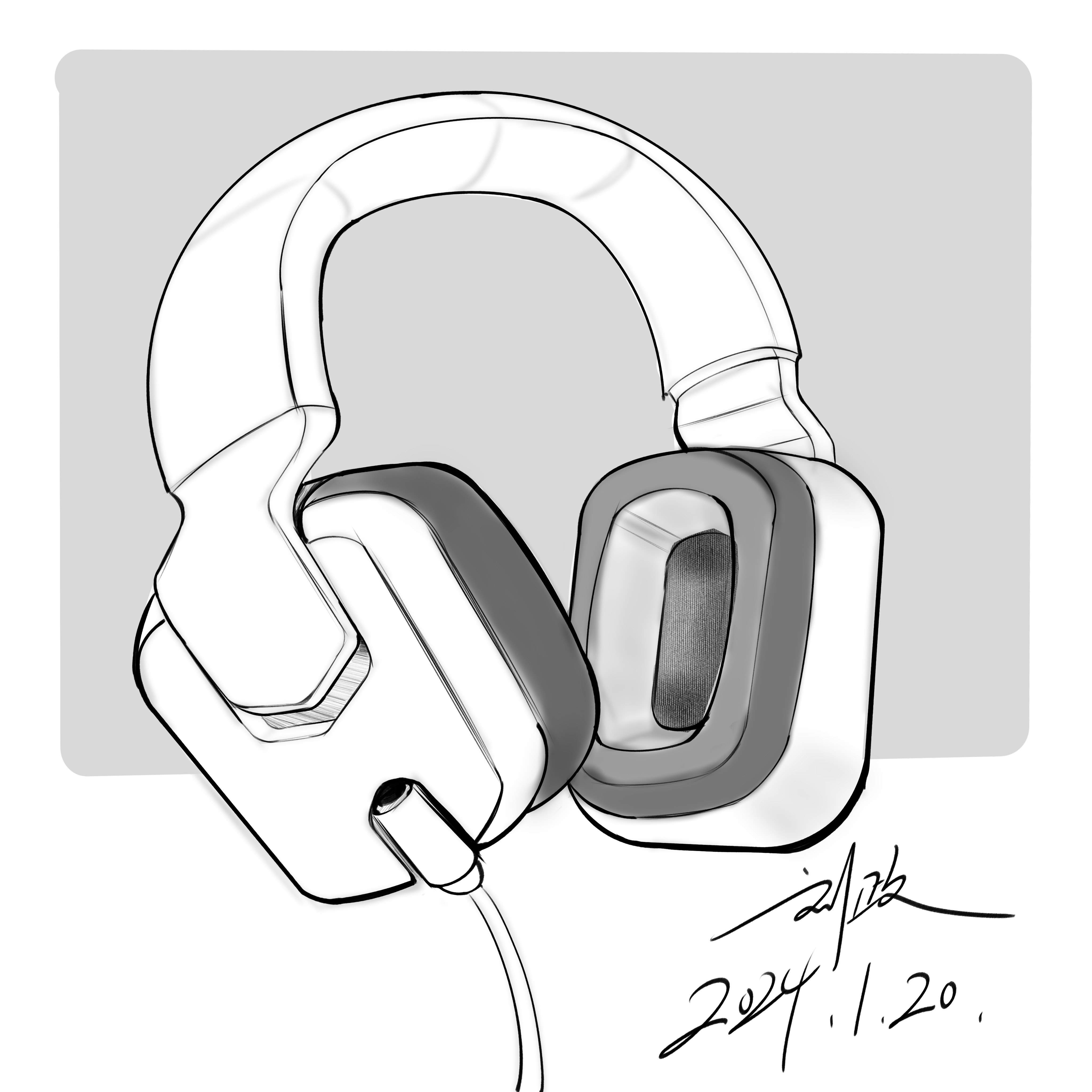 headset，Hand-painted headphones，industrial design，product design，Hand drawn industrial design，Hand drawn product design，