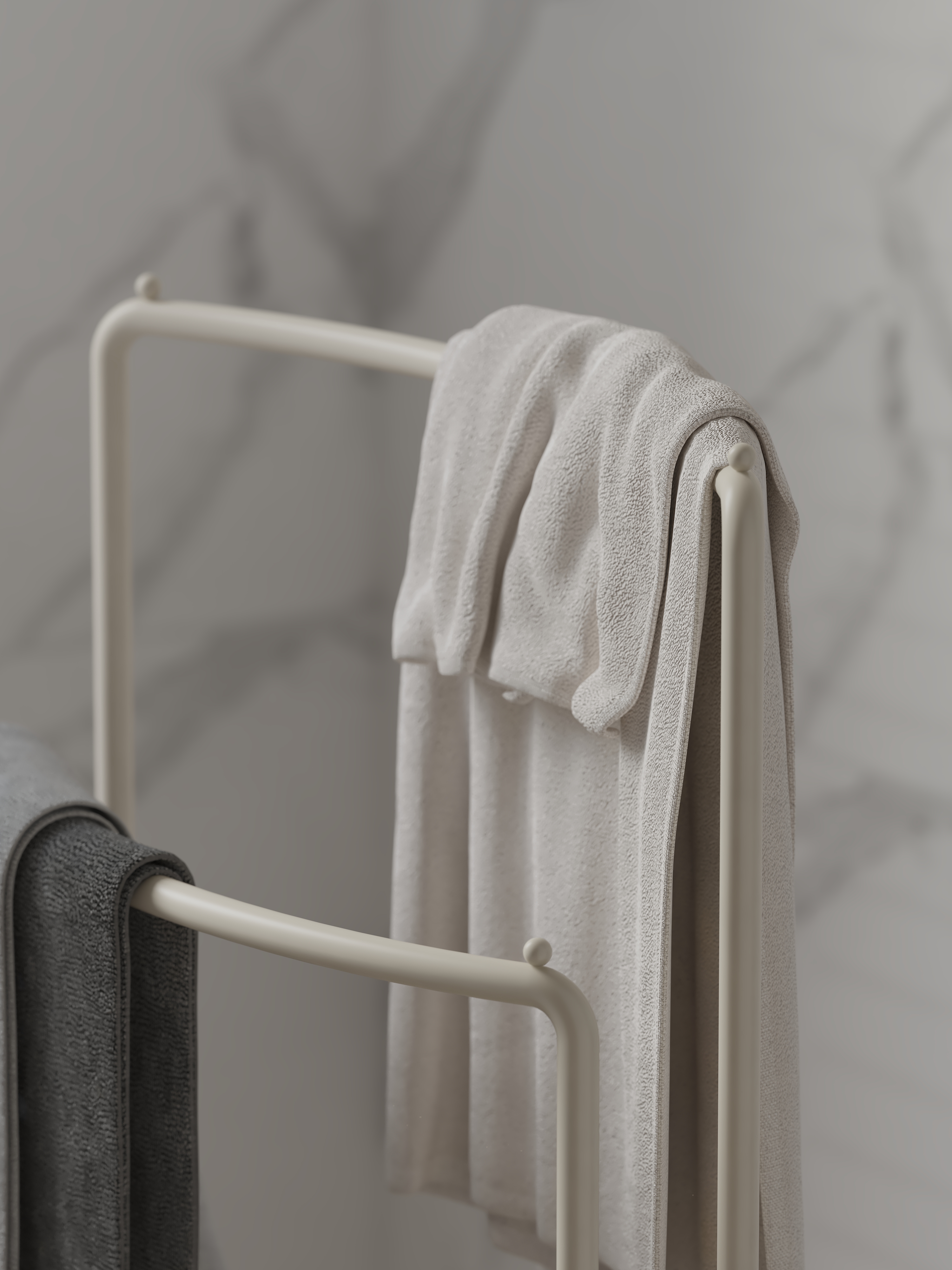 Bathroom rack，Towel rack，Bathroom Storage，TOILET，Storage rack，Floor towel rack，Cream wind，Minimalist，