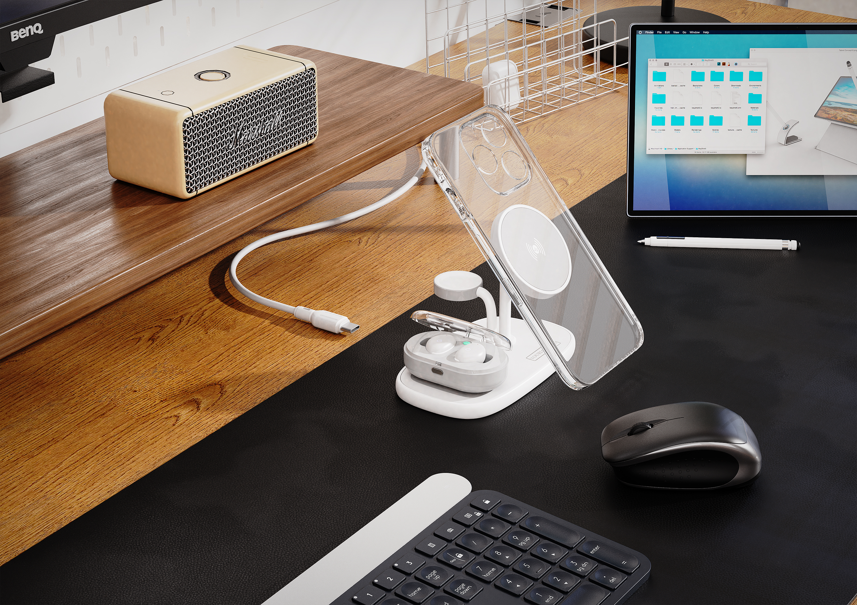 Wireless charging，Three in one wireless charging，product design，industrial design，