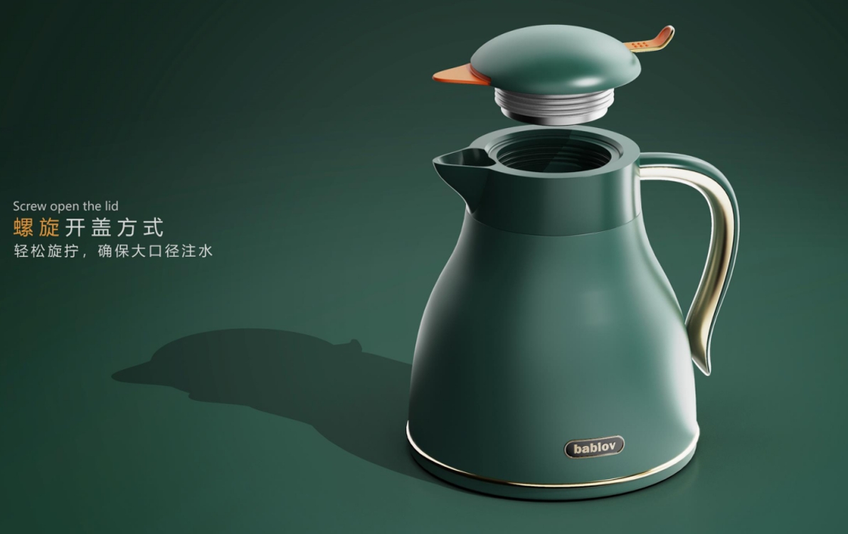 Thermal insulation kettle，product design，Render，