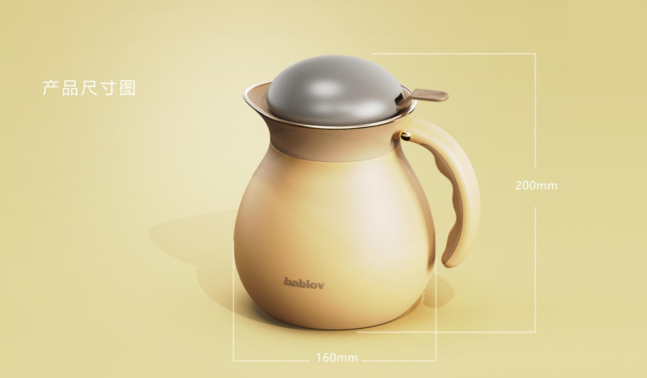 Thermal insulation kettle，product design，Render，