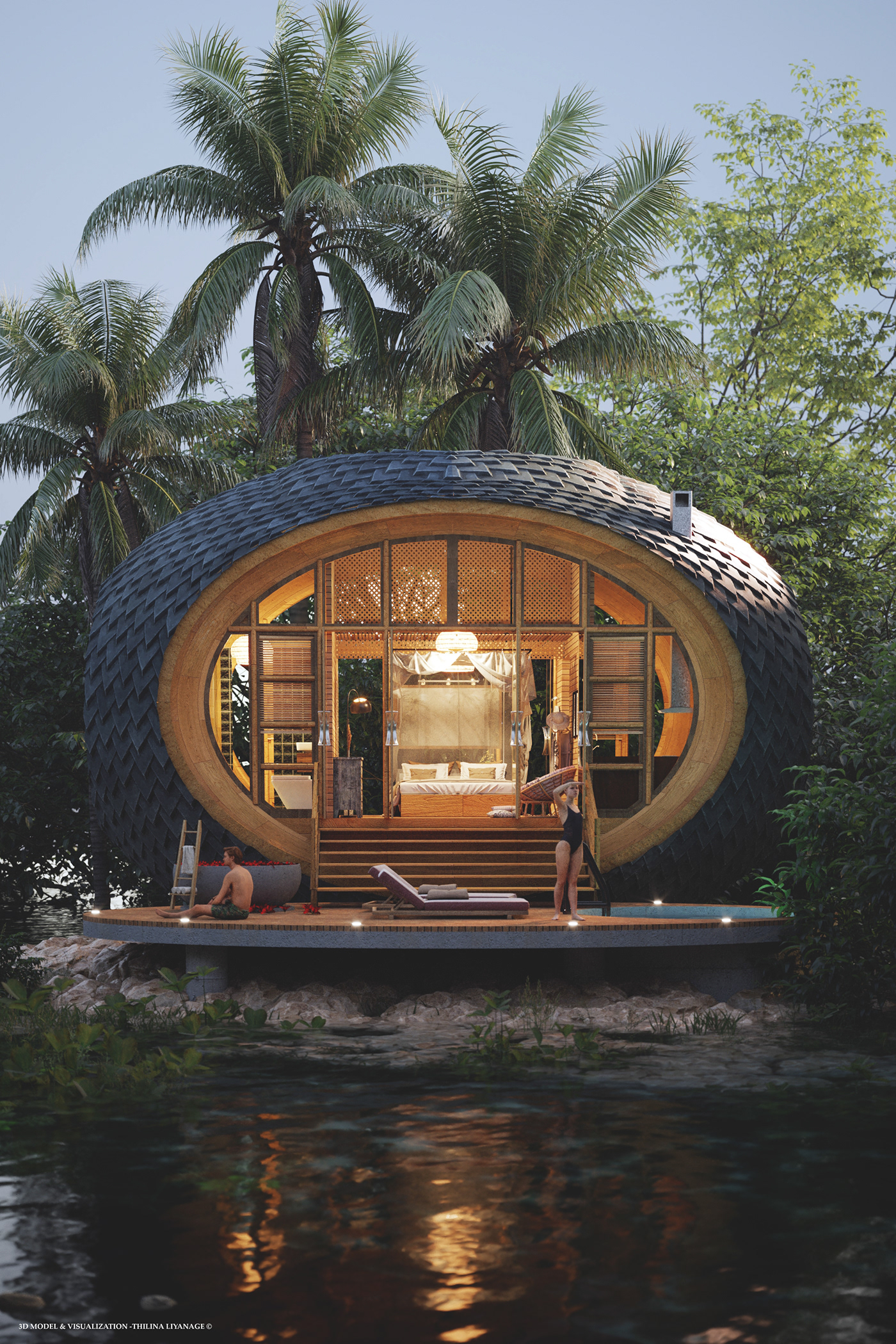 Open space，on vacation，Riverside Cottage，leisure time，relaxed，