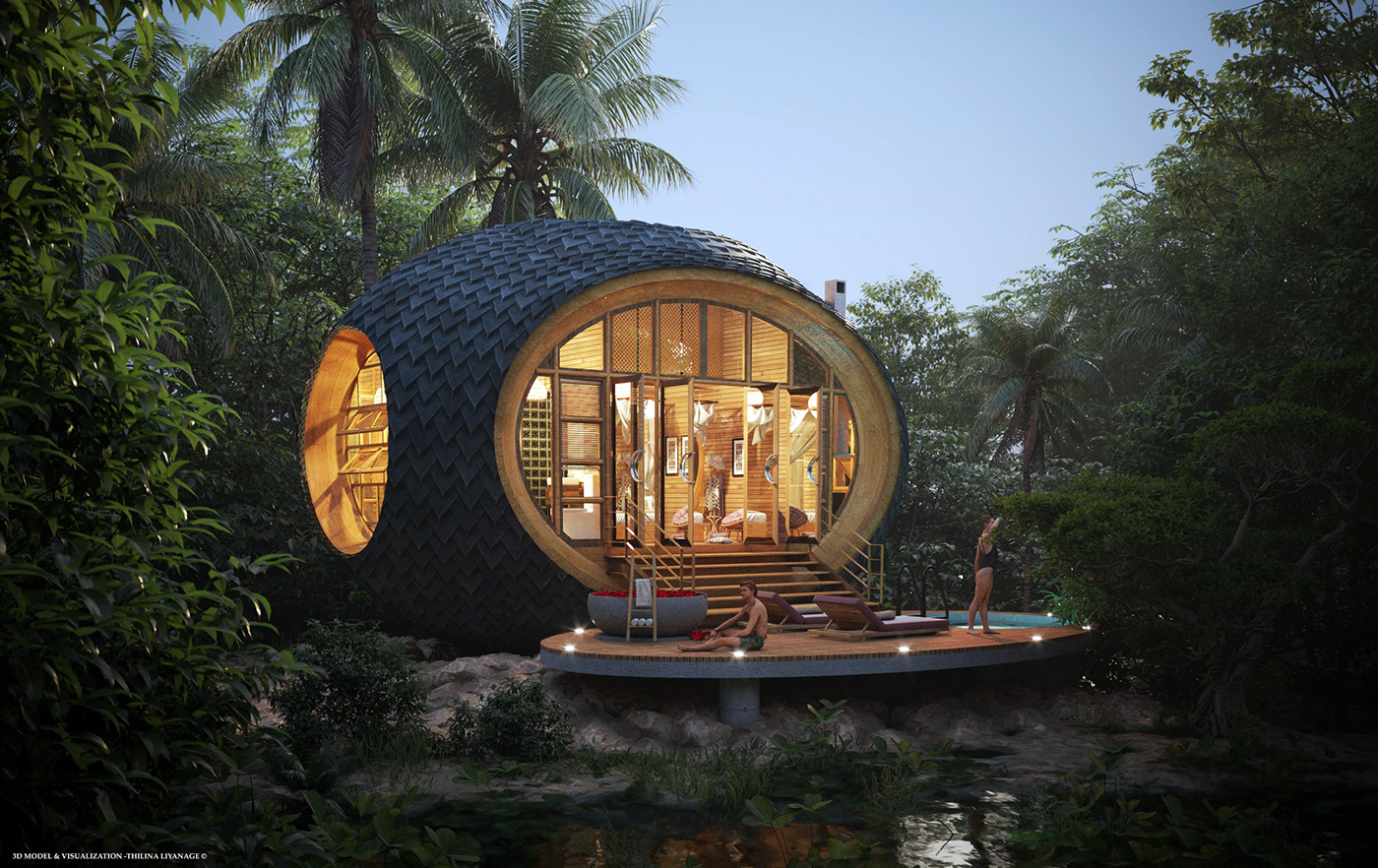 Open space，on vacation，Riverside Cottage，leisure time，relaxed，