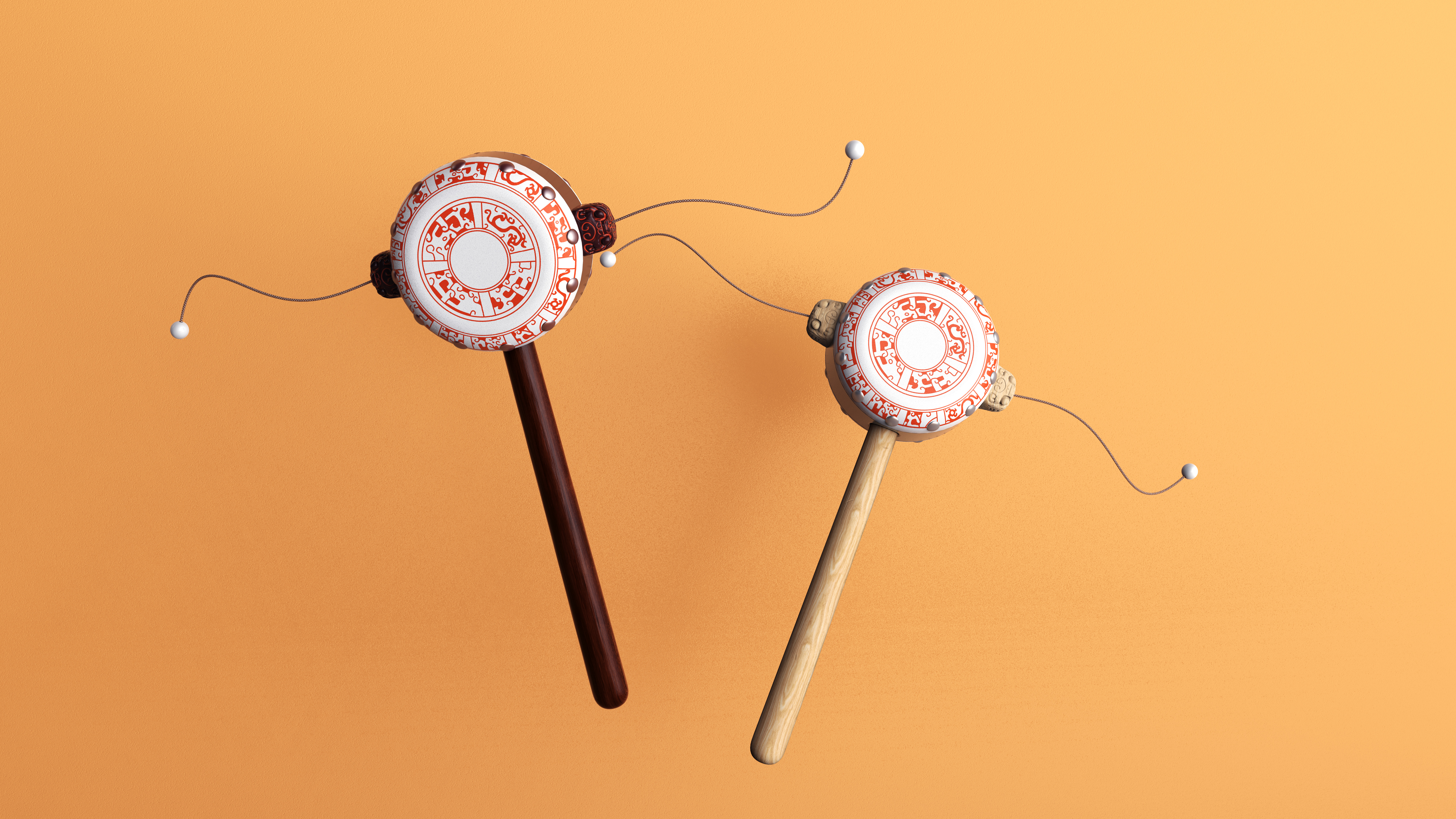 Children's Toys，drum-shaped rattle，Cultural and creative design，