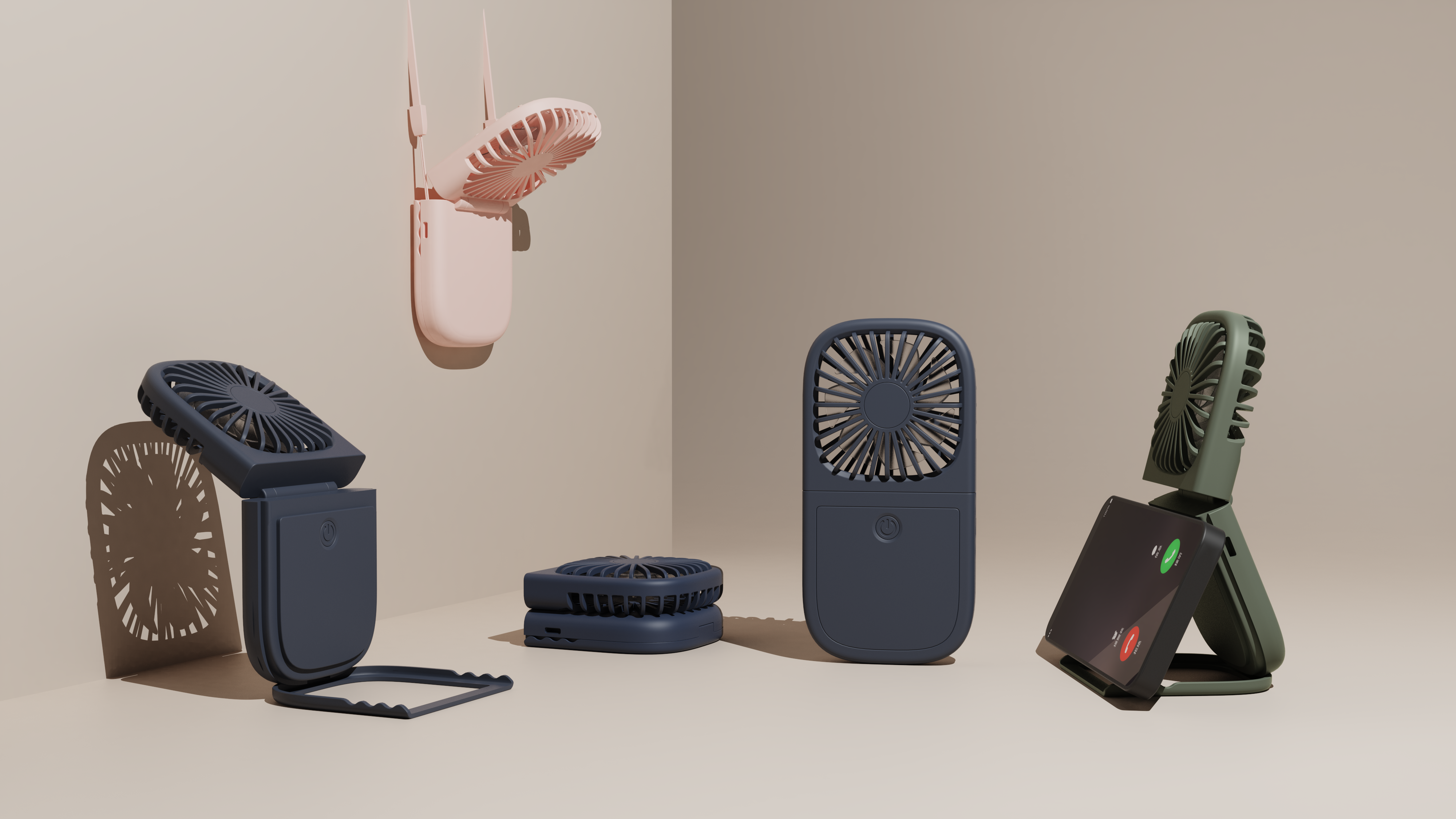 Multifunctional design，Lanyard Fan，Compact and portable，Travel good things，Creative design，