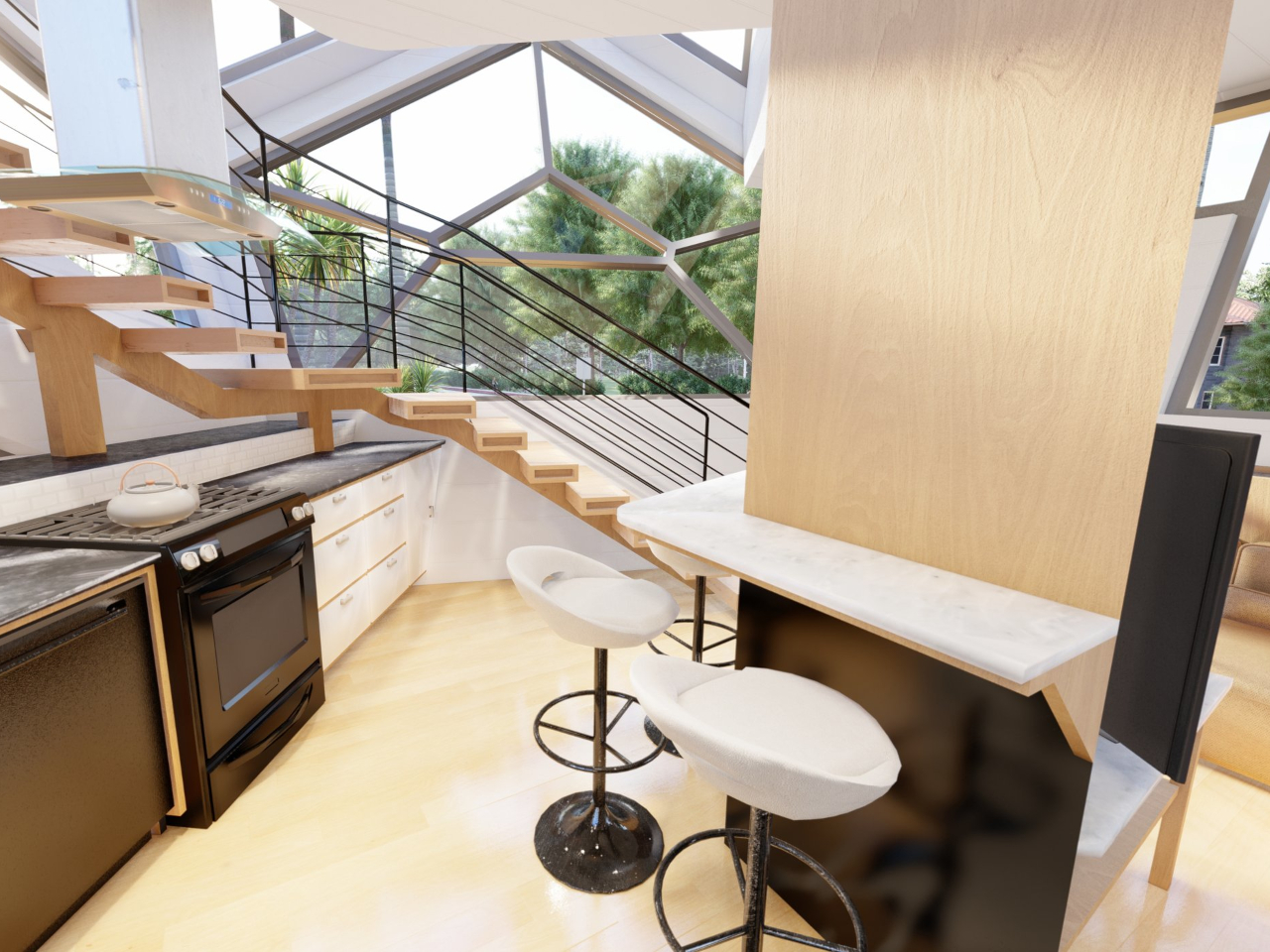 Interior design，multi-function，originality，kitchen，Pentagone，