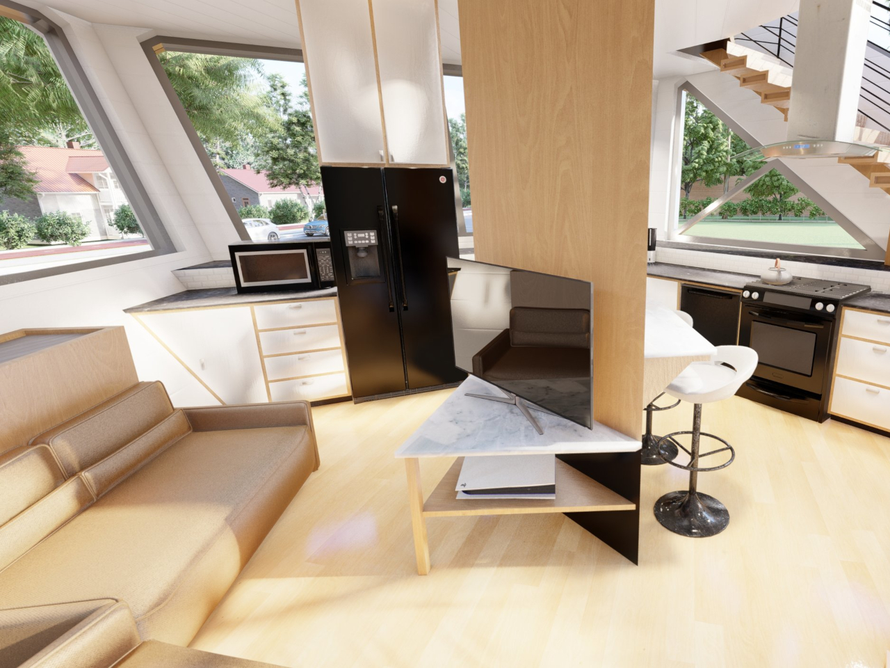 Interior design，multi-function，originality，kitchen，Pentagone，