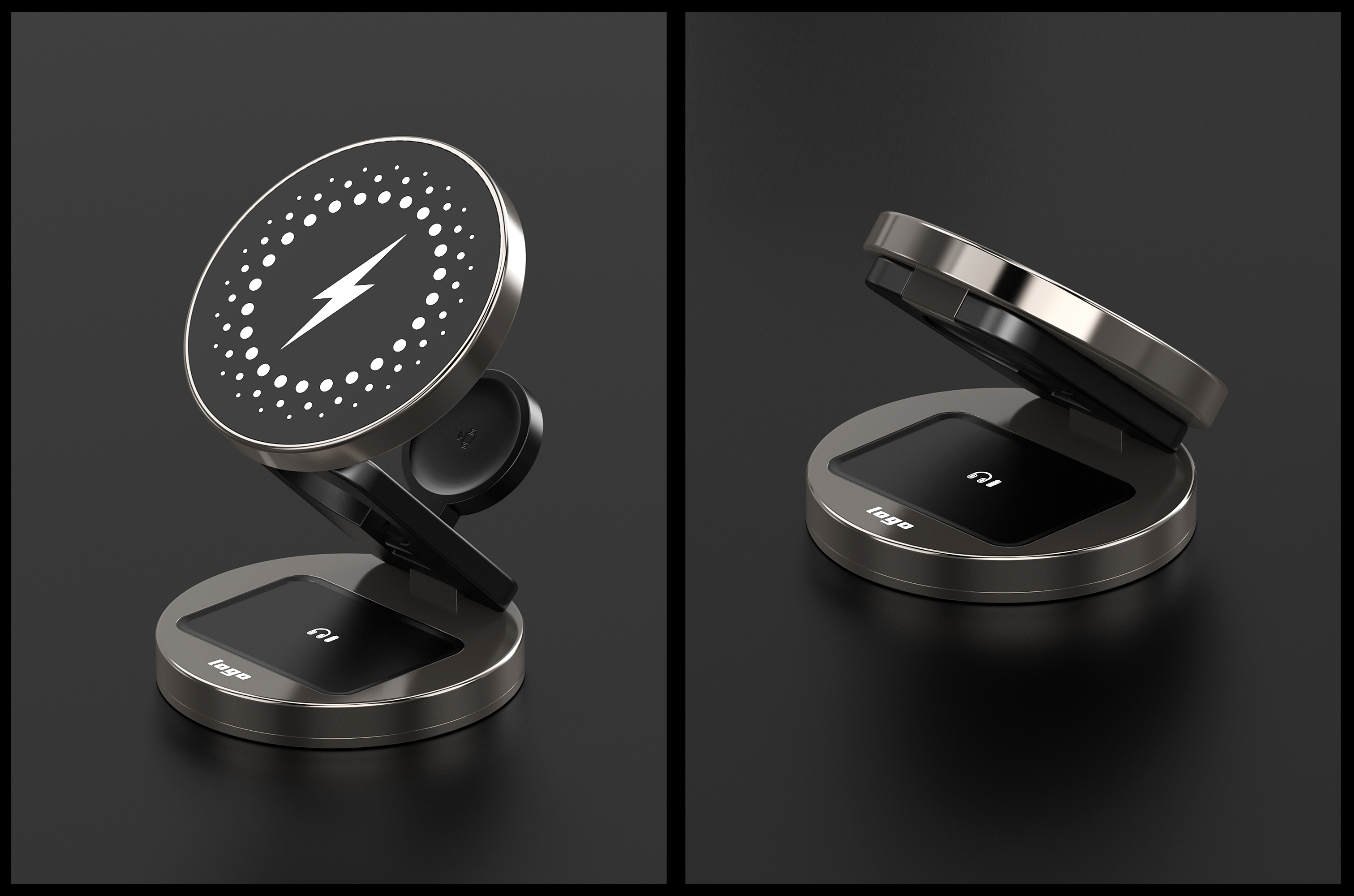 Wireless charging，product design，industrial design，Three in one wireless charging，3C digital products，