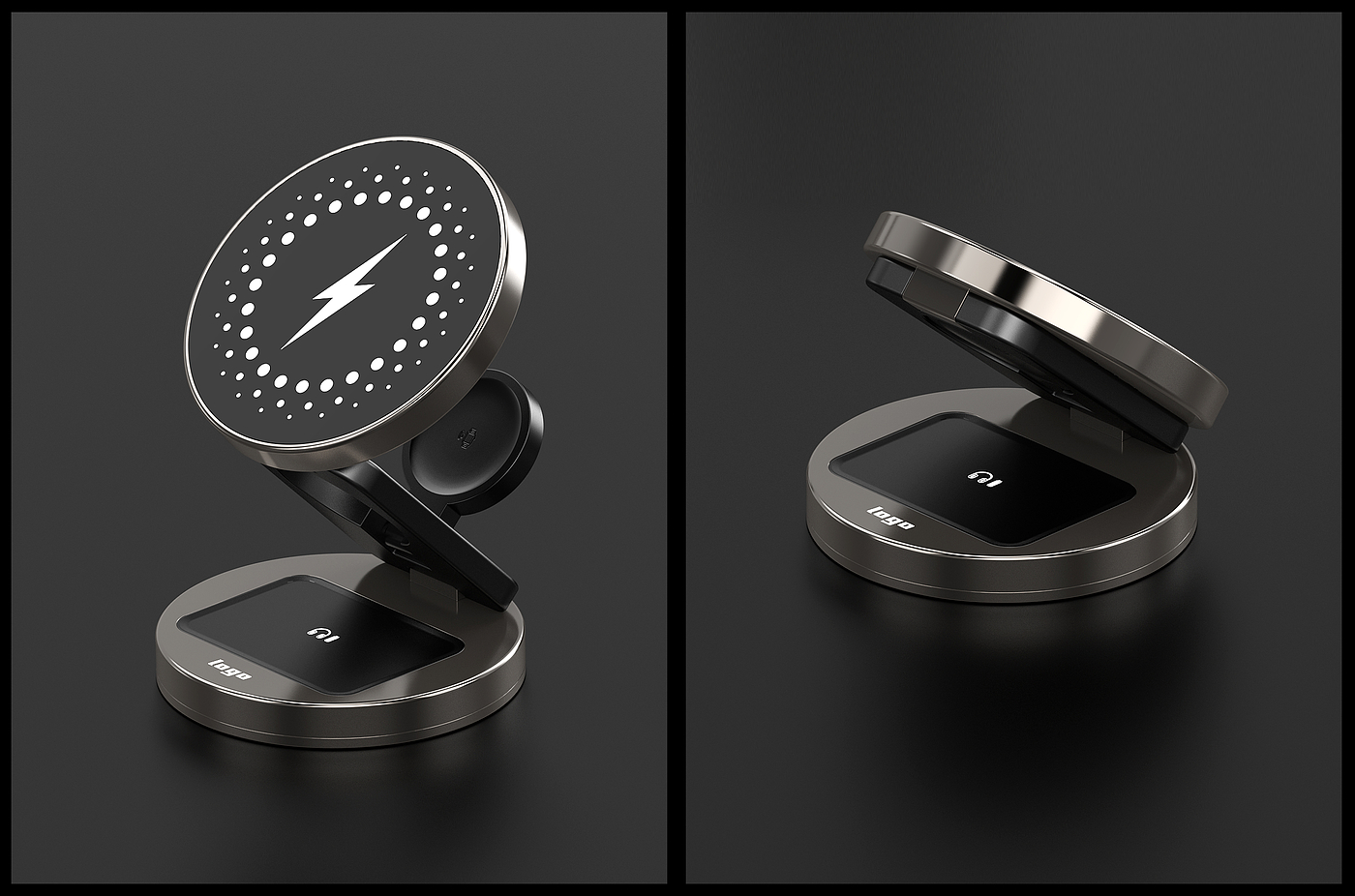 Wireless charging，product design，industrial design，Three in one wireless charging，3C digital products，