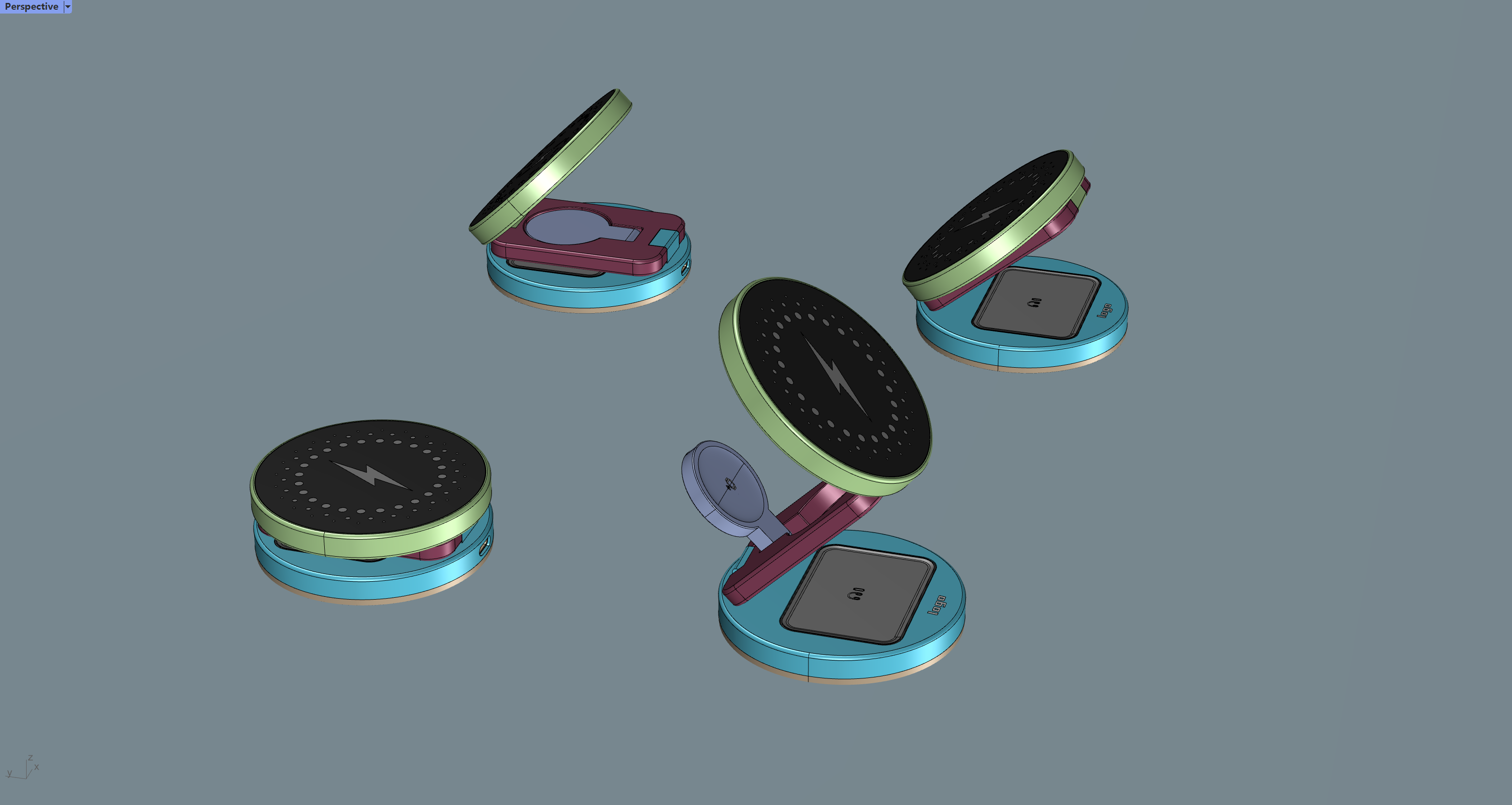 Wireless charging，product design，industrial design，Three in one wireless charging，3C digital products，
