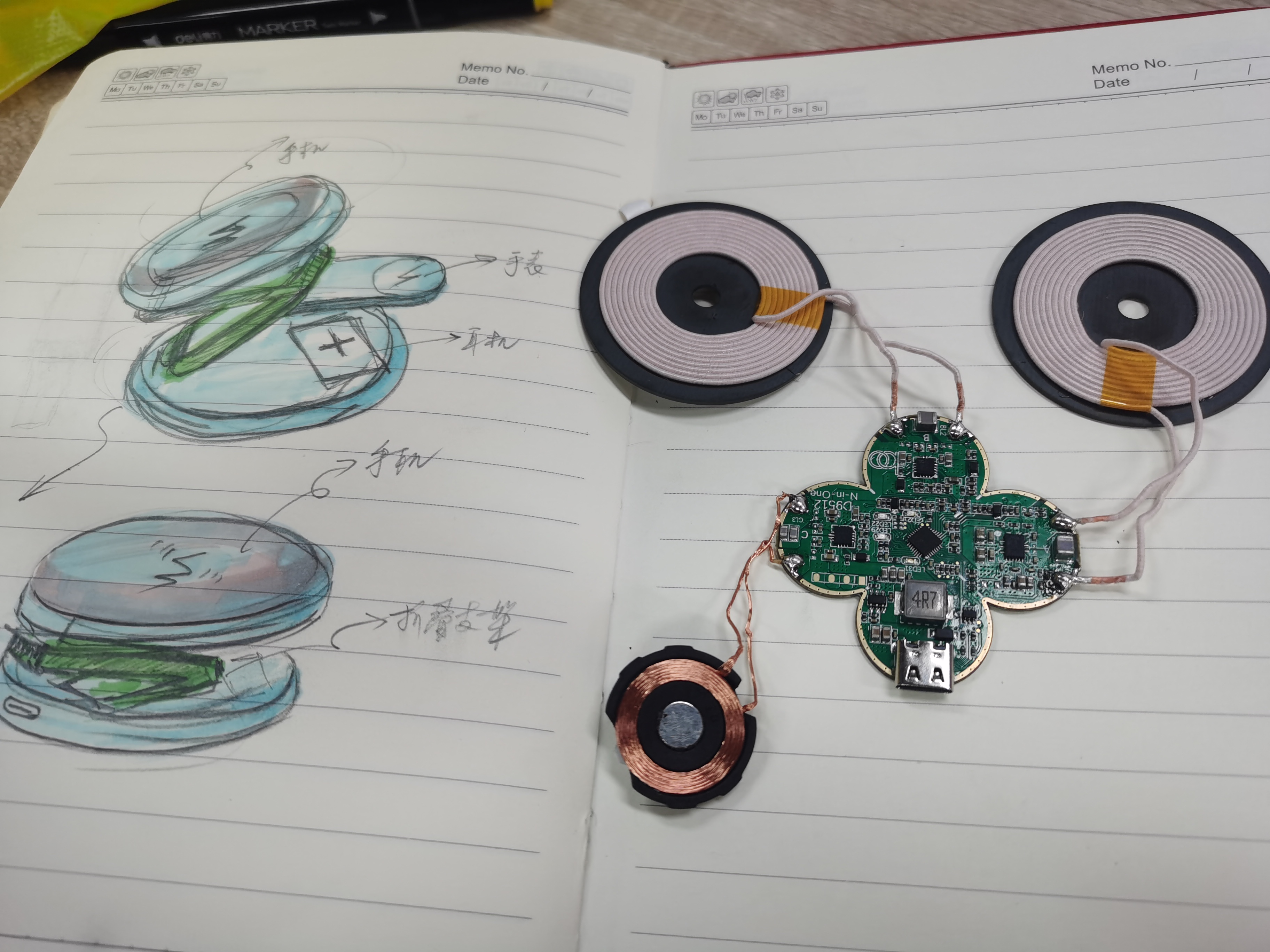 Wireless charging，product design，industrial design，Three in one wireless charging，3C digital products，