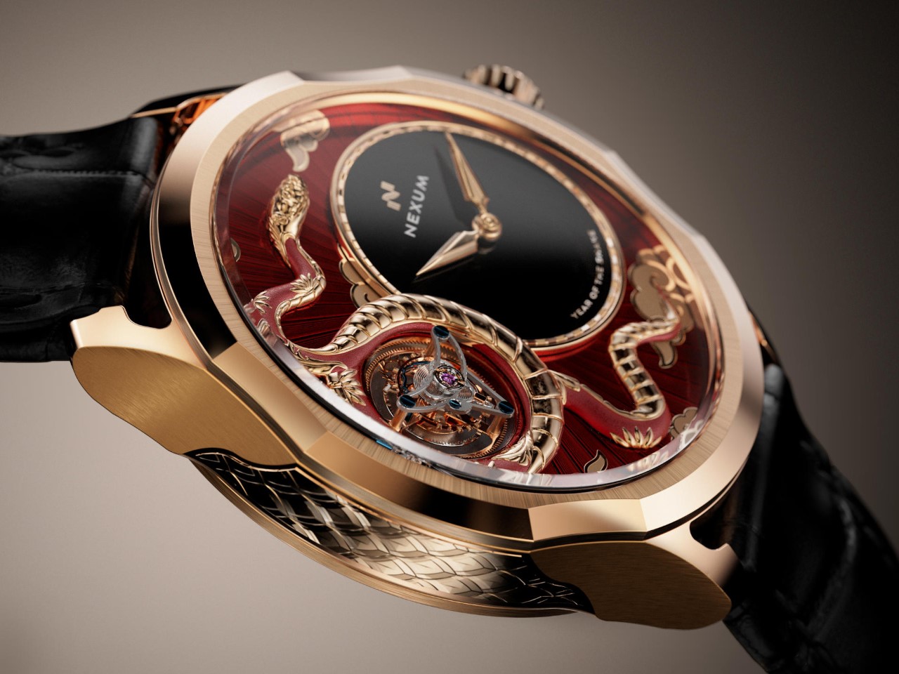 Year of the Snake，Watch design，Tourbillon ，red enamel，Limited edition，