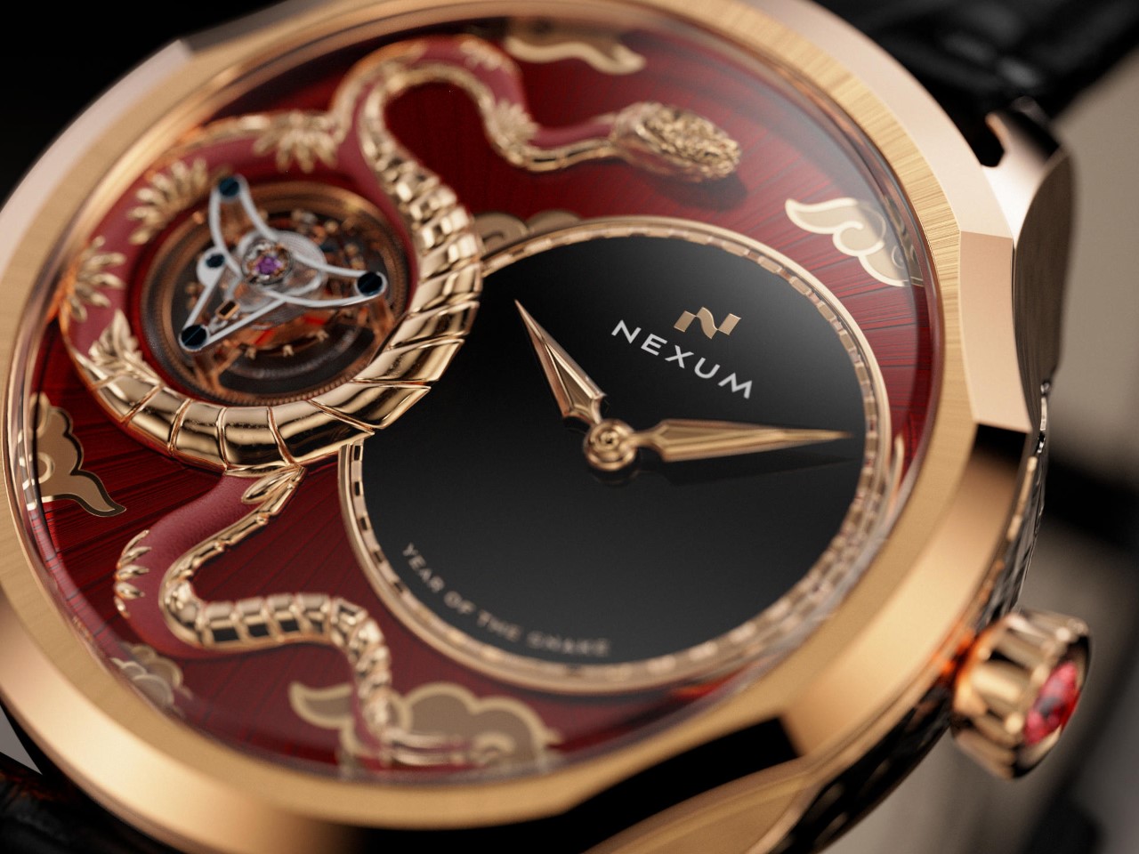 Year of the Snake，Watch design，Tourbillon ，red enamel，Limited edition，