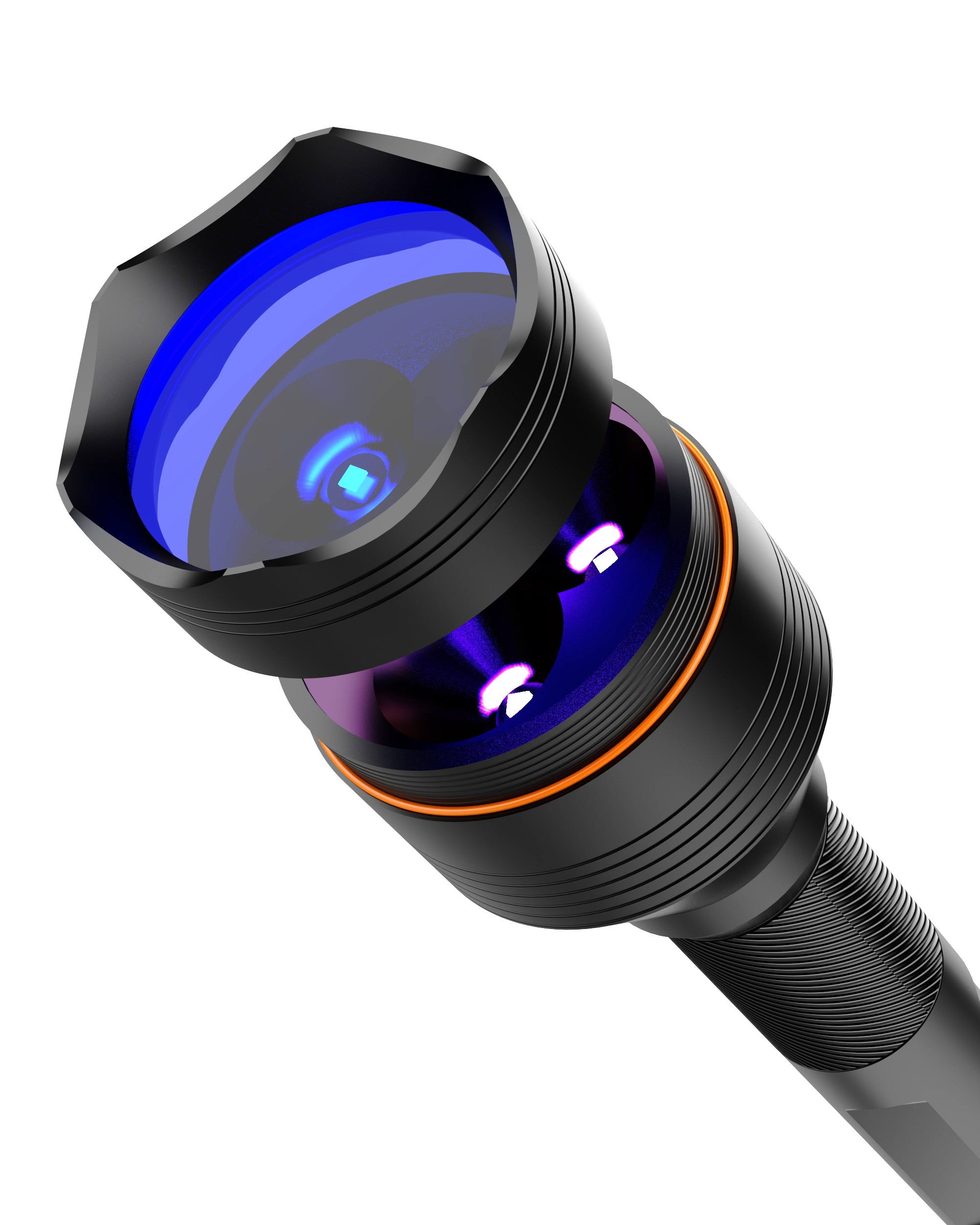 Purple light flashlight，UV lamp，purple light lamp，Purple Flashlight，product design，industrial design，