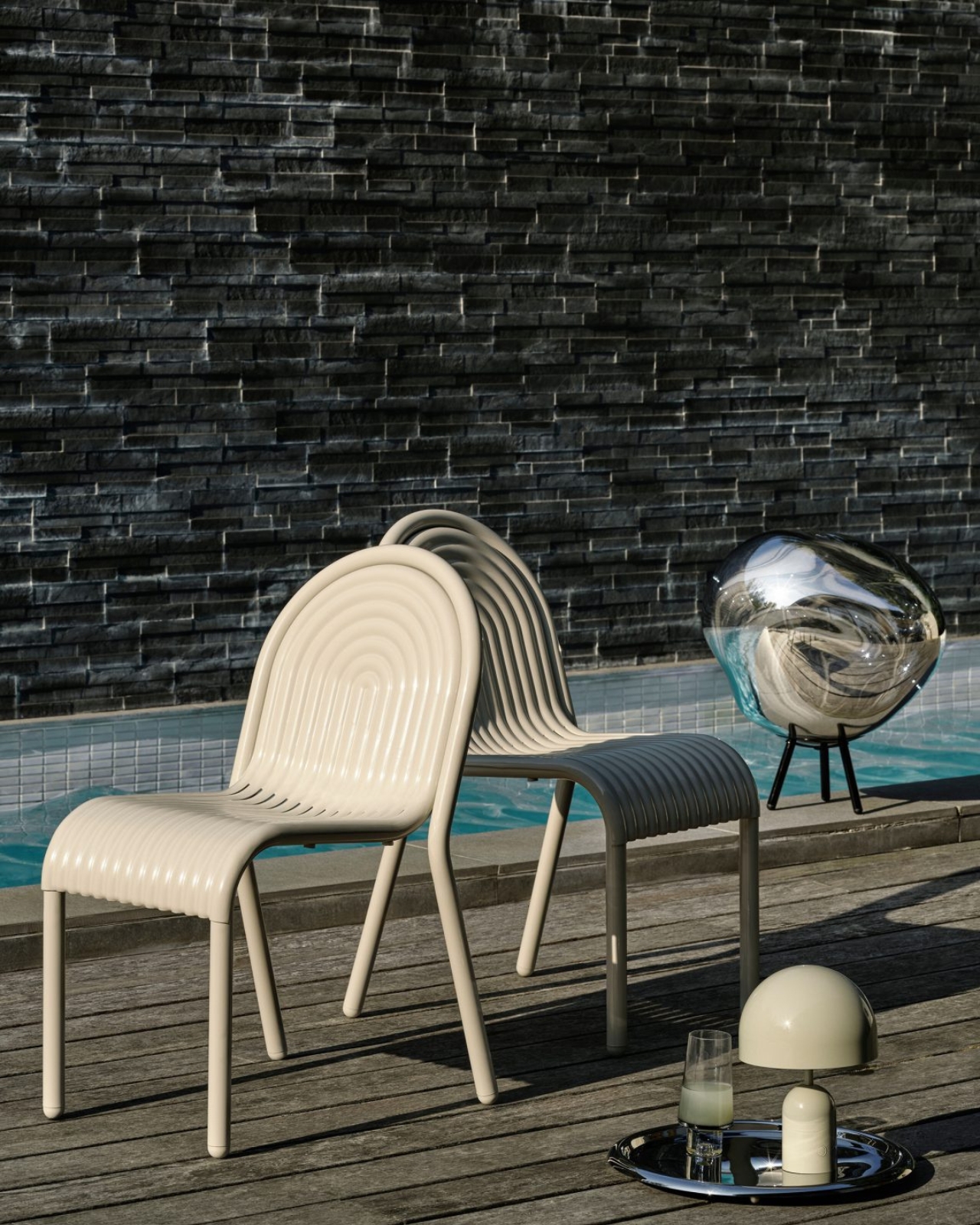 Outdoor furniture，Minimalism，Corrosion Resistant Aluminum，Modern aesthetics，Groove，