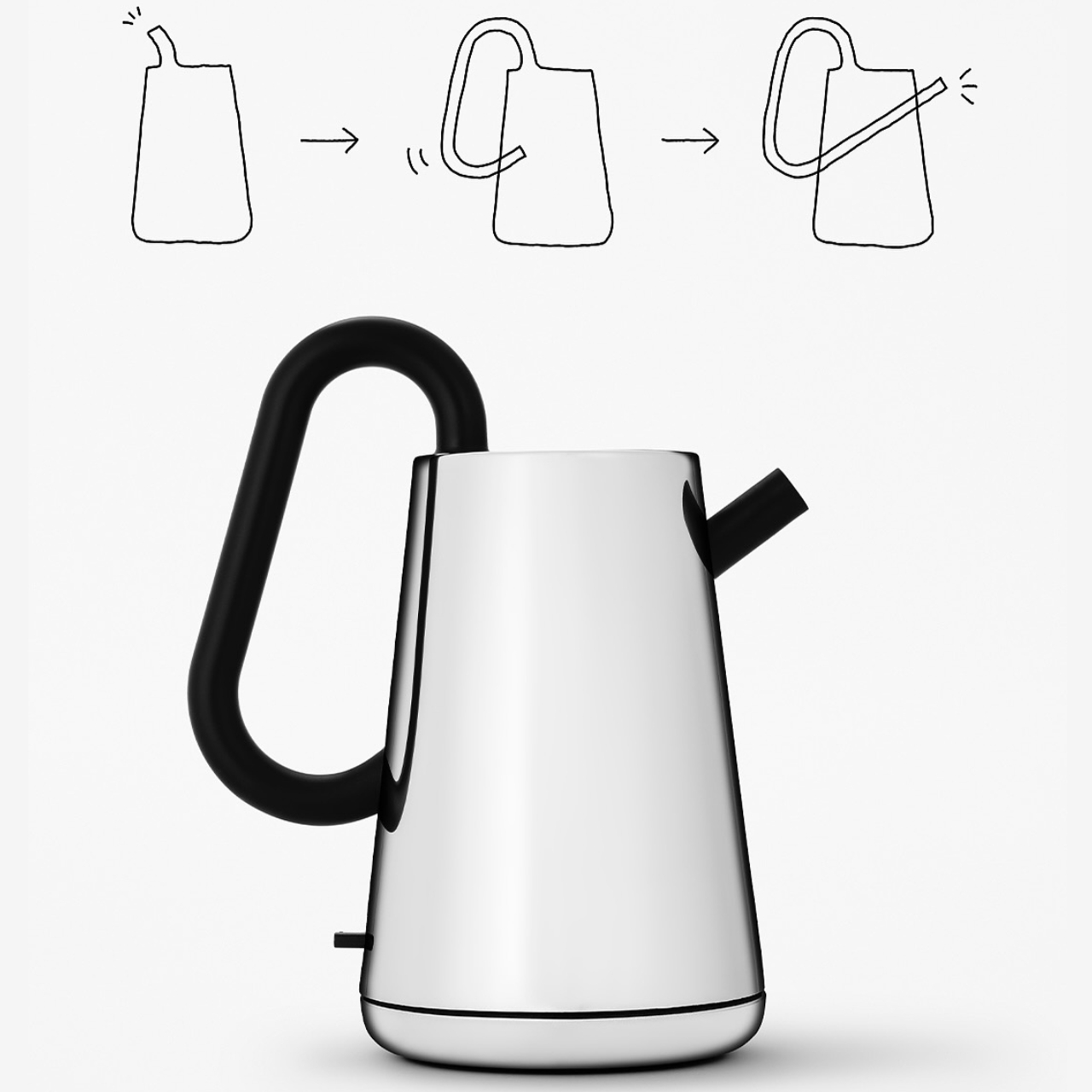 Minimalist design ，Electric kettle，Nendo Toru，stainless steel，Italian design，