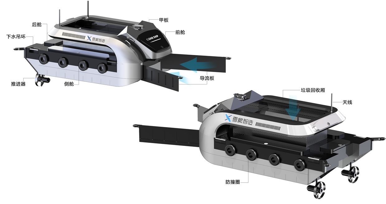unmanned cleaning boat，product design，