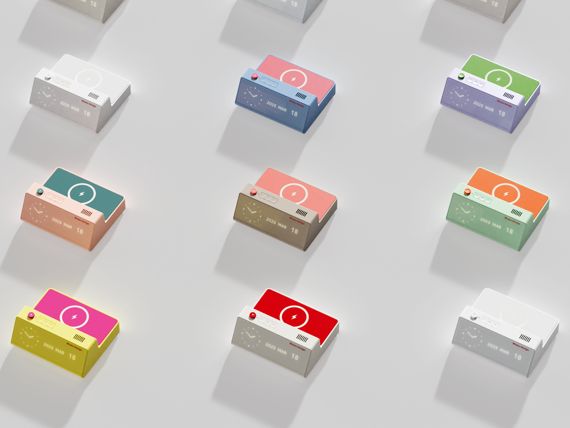 industrial design，product design，Clock，charge，Minimalist，Desktop clock，