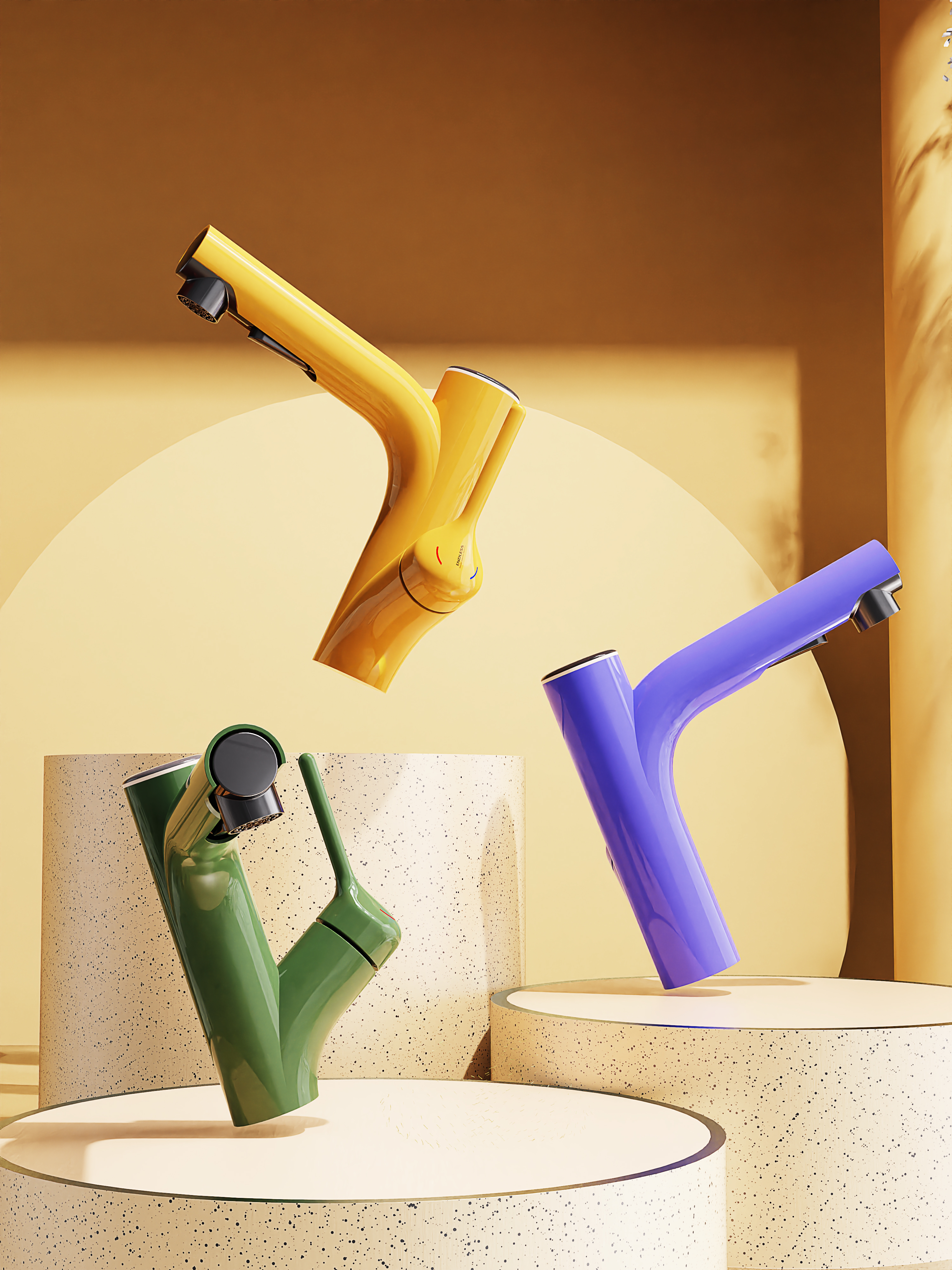 Bathroom design，Boundless design，industrial design，product design，water tap，Pull-out faucet，Basin mixer ，Original design，