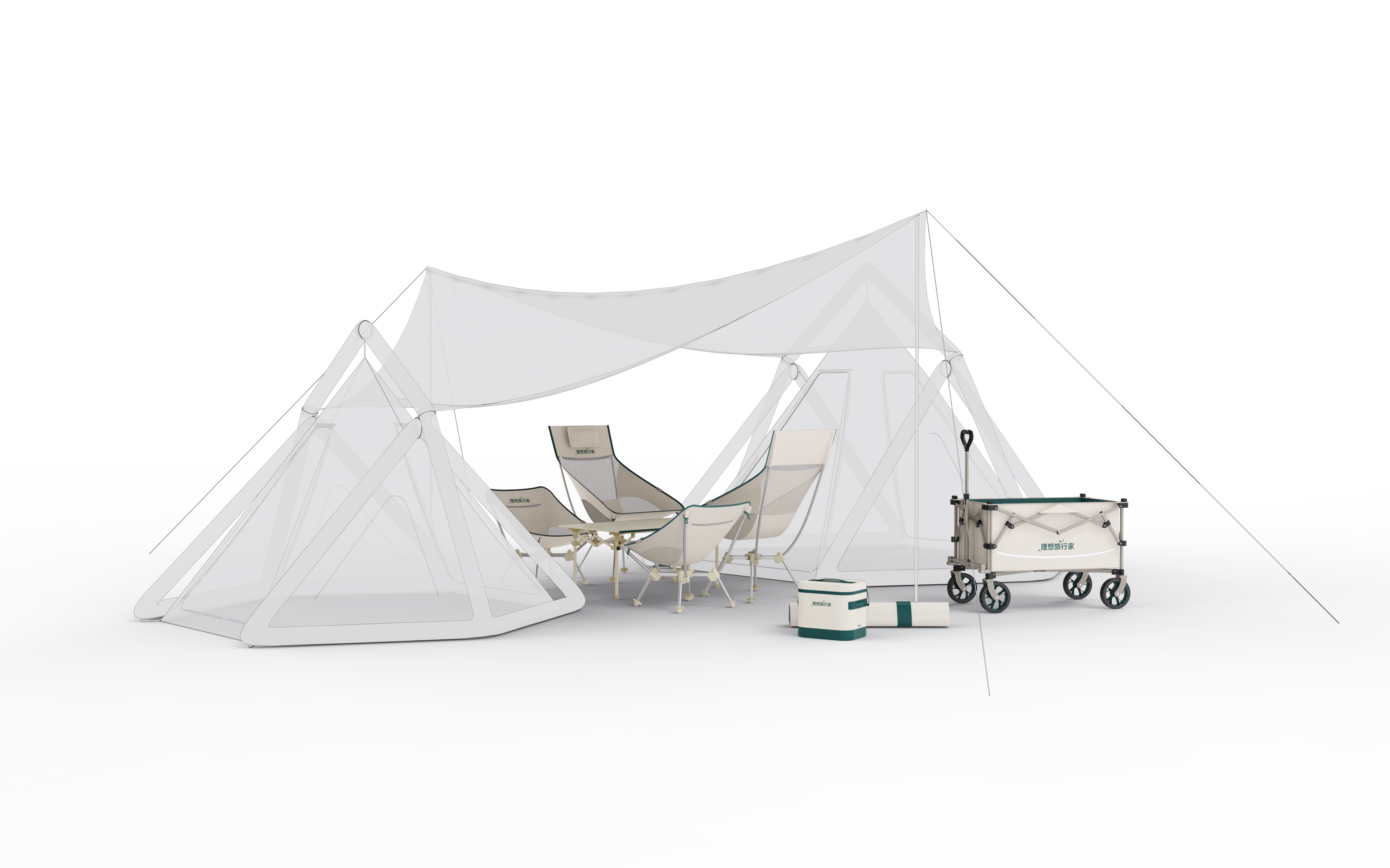 Outdoor camping，furniture design ，Camp car，lightweight chair，Tent，cmf，