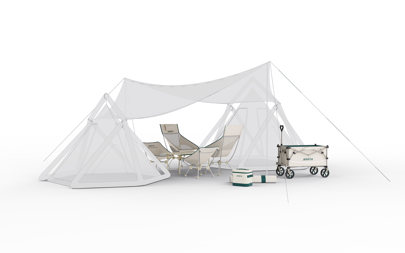Outdoor camping，furniture design ，Camp car，lightweight chair，Tent，cmf，