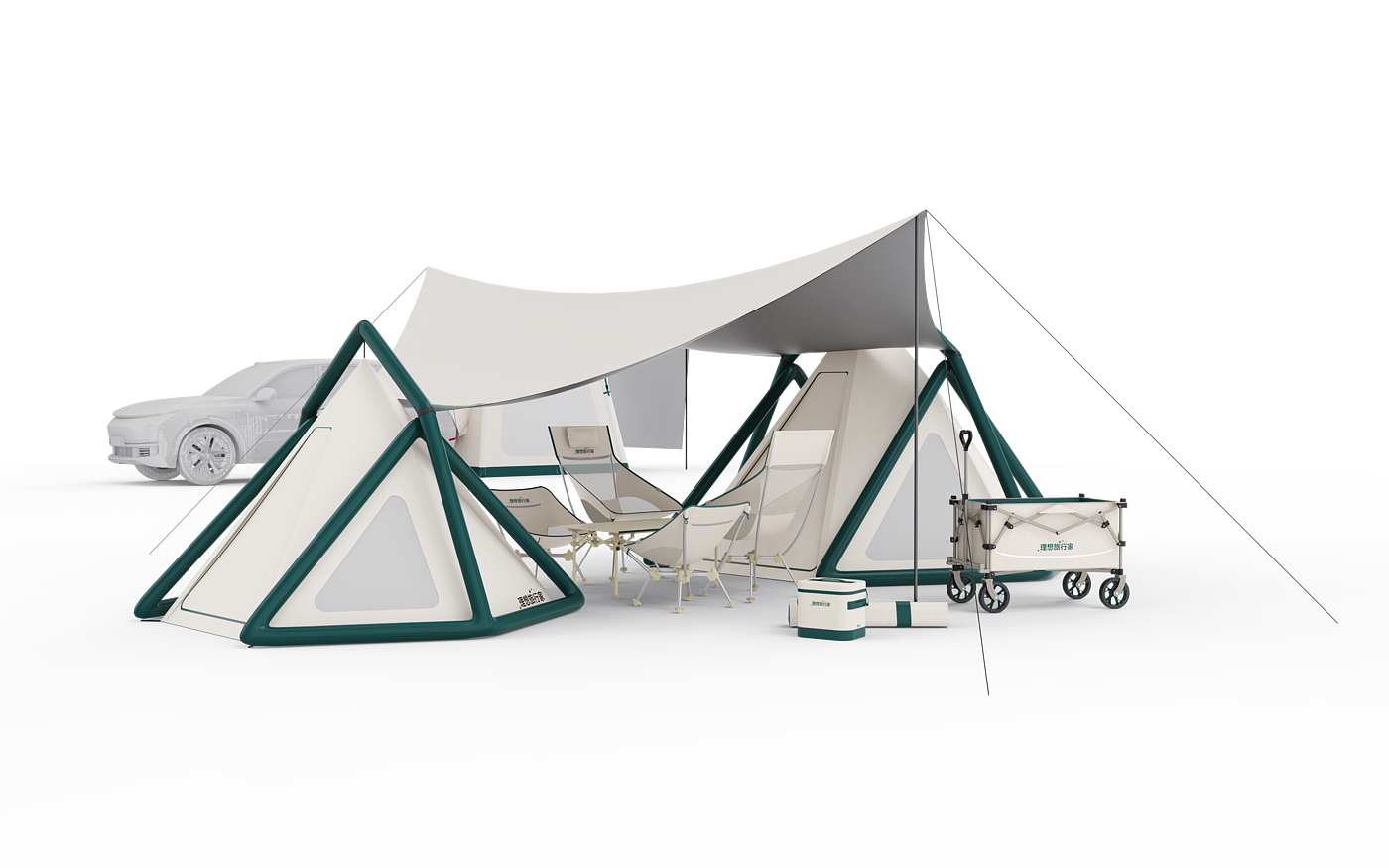 Outdoor camping，furniture design ，Camp car，lightweight chair，Tent，cmf，