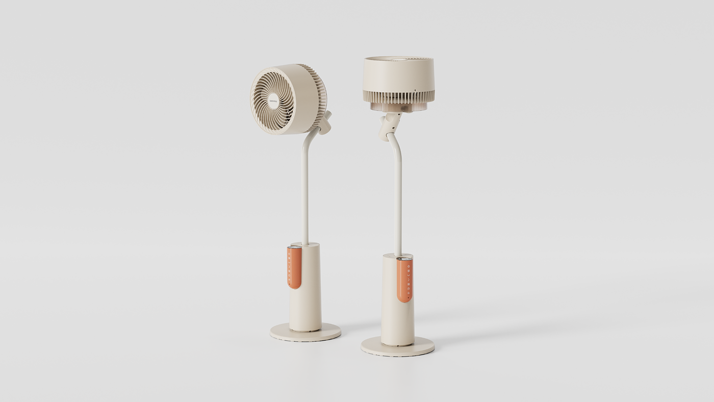product design，industrial design，stand fan ，Atmosphere lamp electric fan，