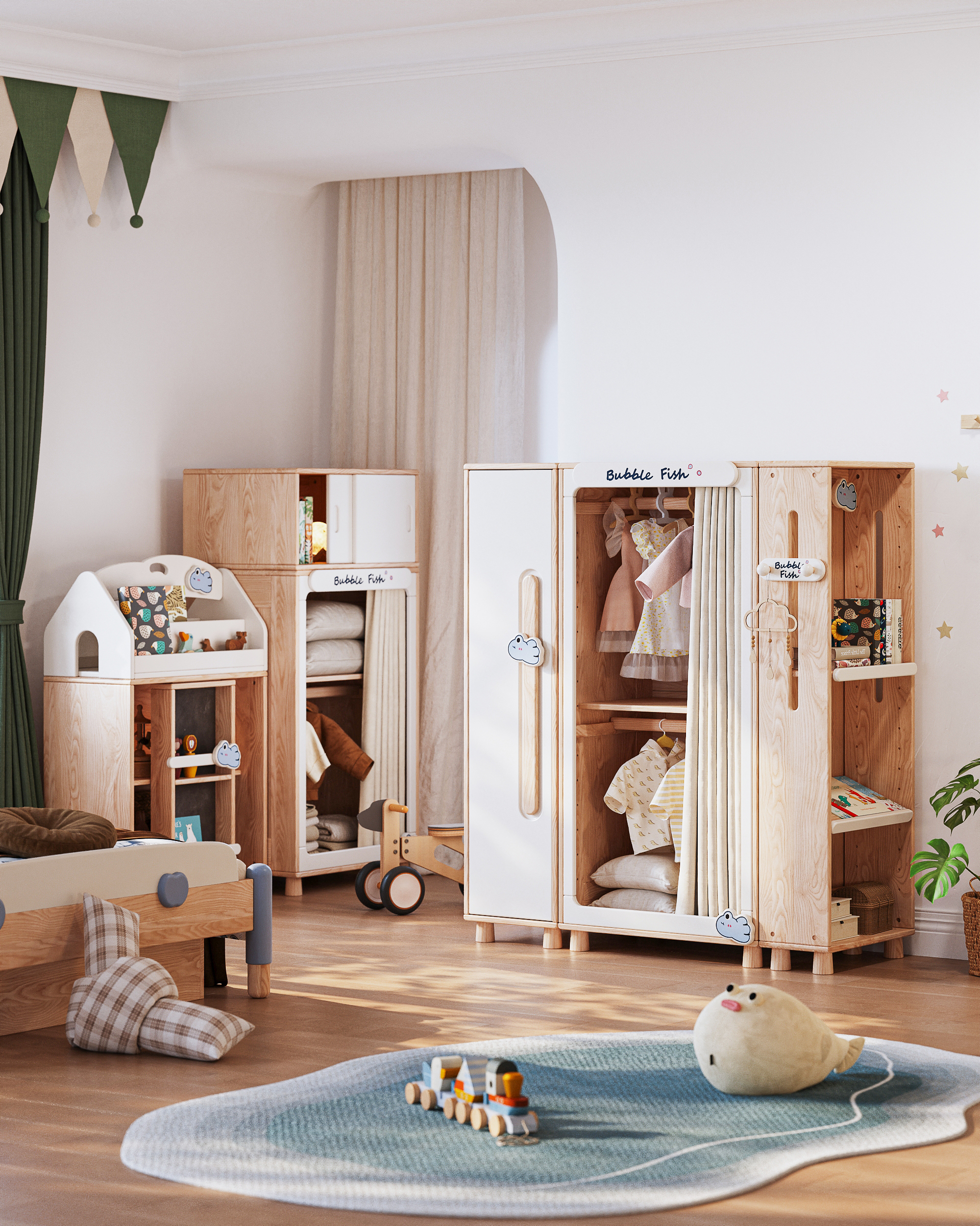 Children's furniture，Child mother and baby，Creative design，modularization，furniture design ，Wardrobe Design，Combination cabinet design，Children's room，