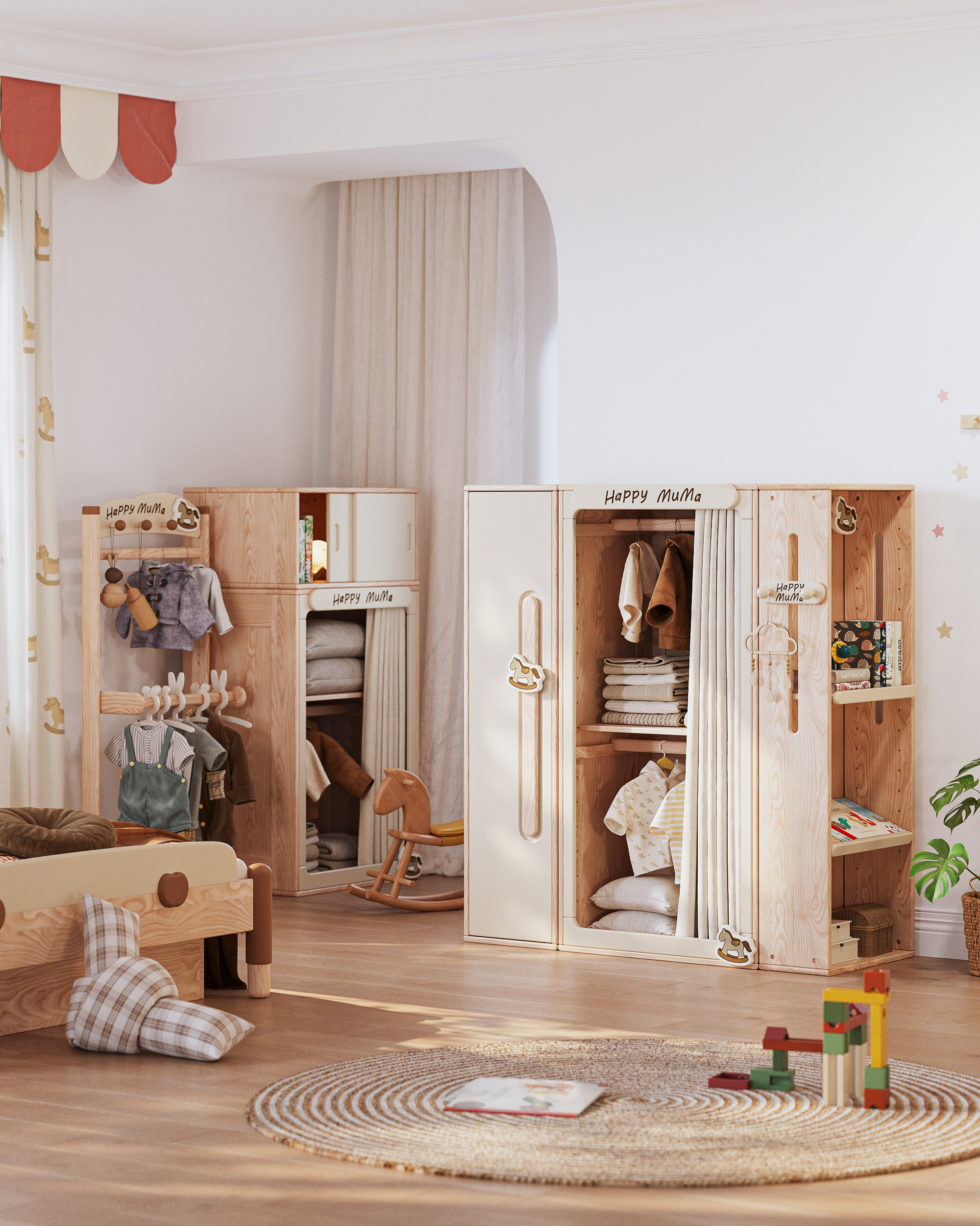 Children's furniture，Child mother and baby，Creative design，modularization，furniture design ，Wardrobe Design，Combination cabinet design，Children's room，